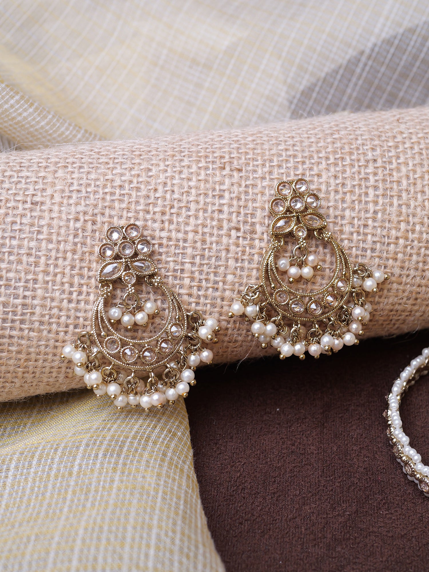 Ishra Chandbali Earrings in Champagne