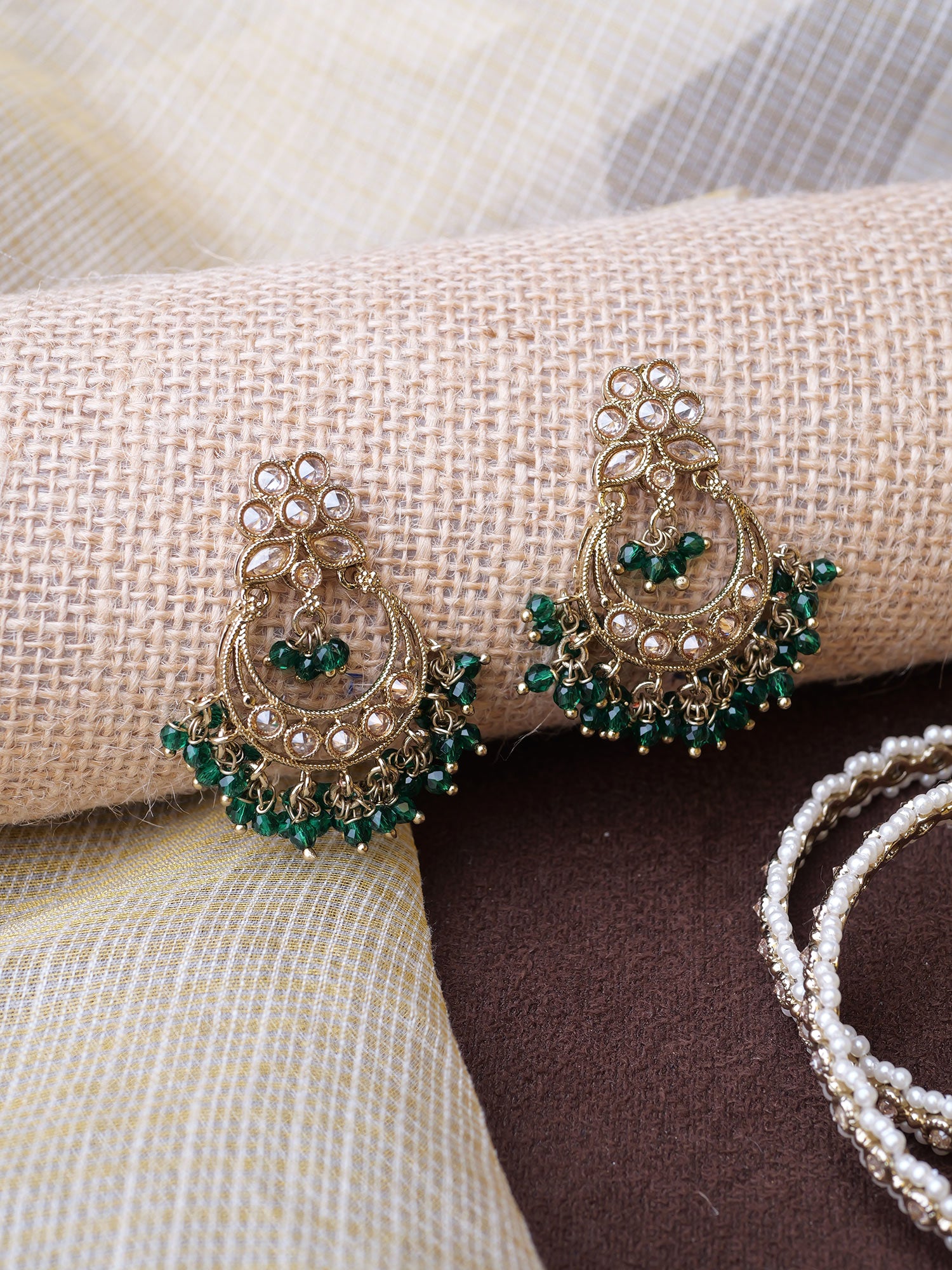 Ishra Chandbali Earrings in Green