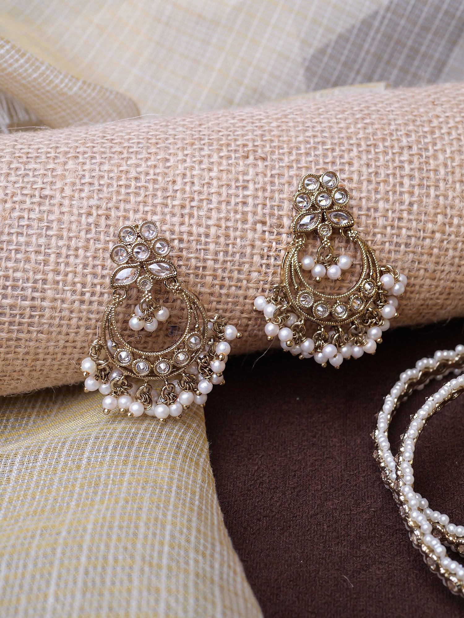 Ishra Chandbali Earrings in White