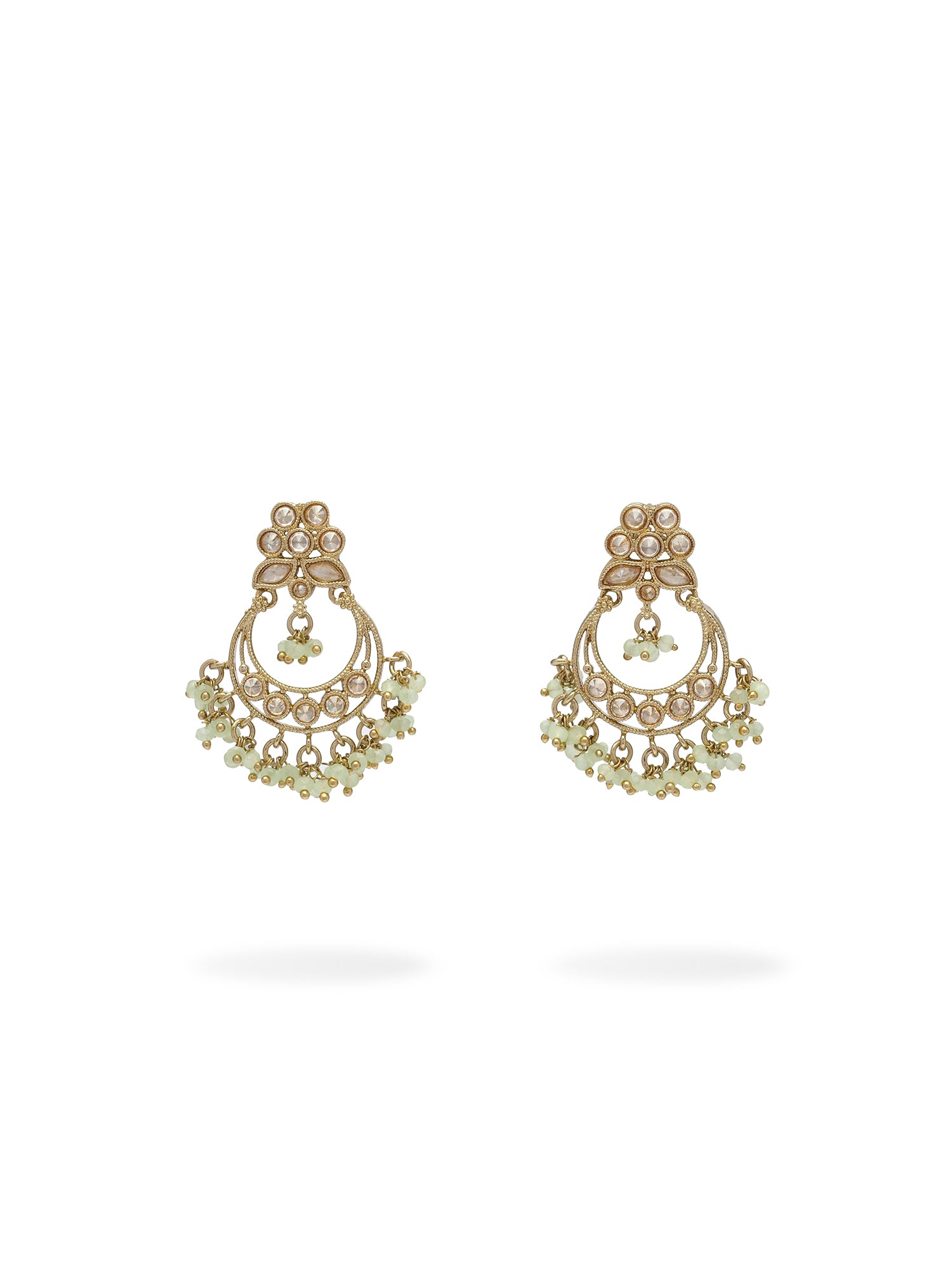 Ishra Chandbali Earrings in Mint