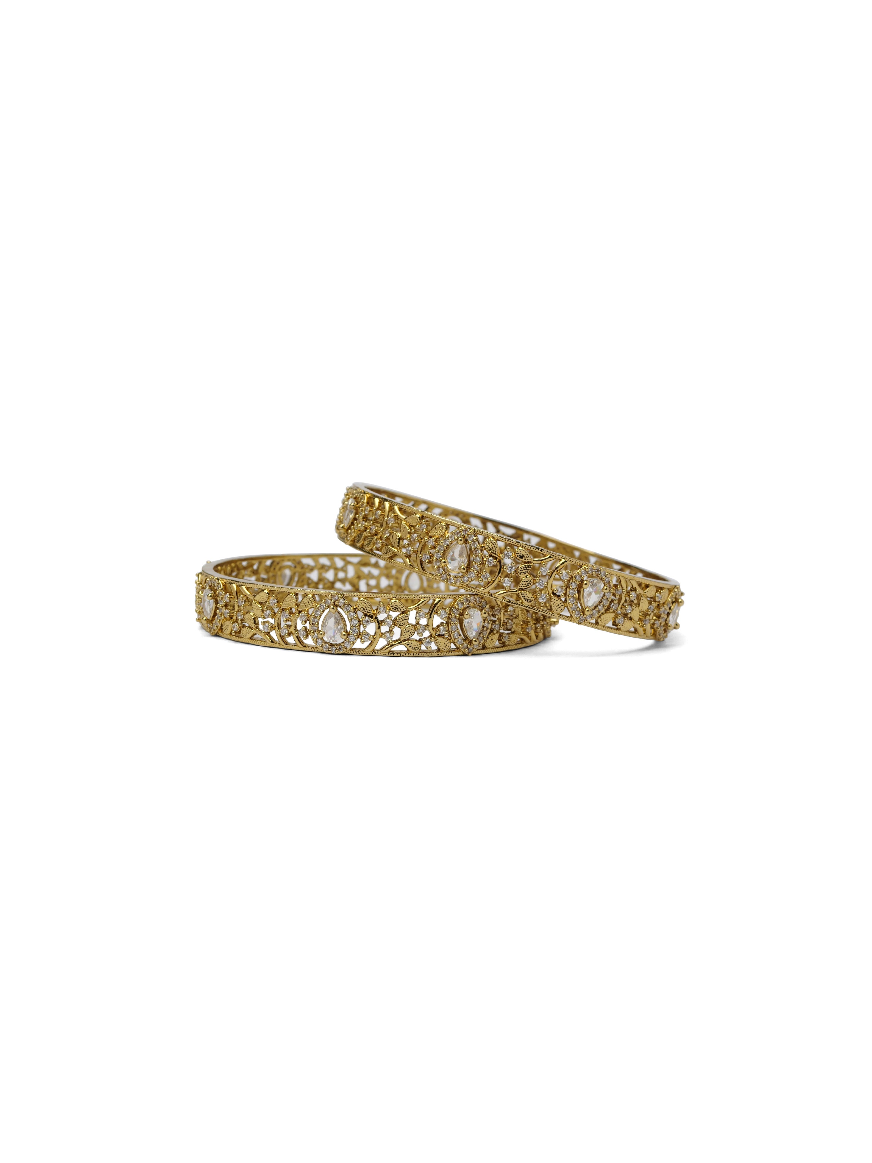 Ivy Filigree Cubic Zirconia Bangles in White