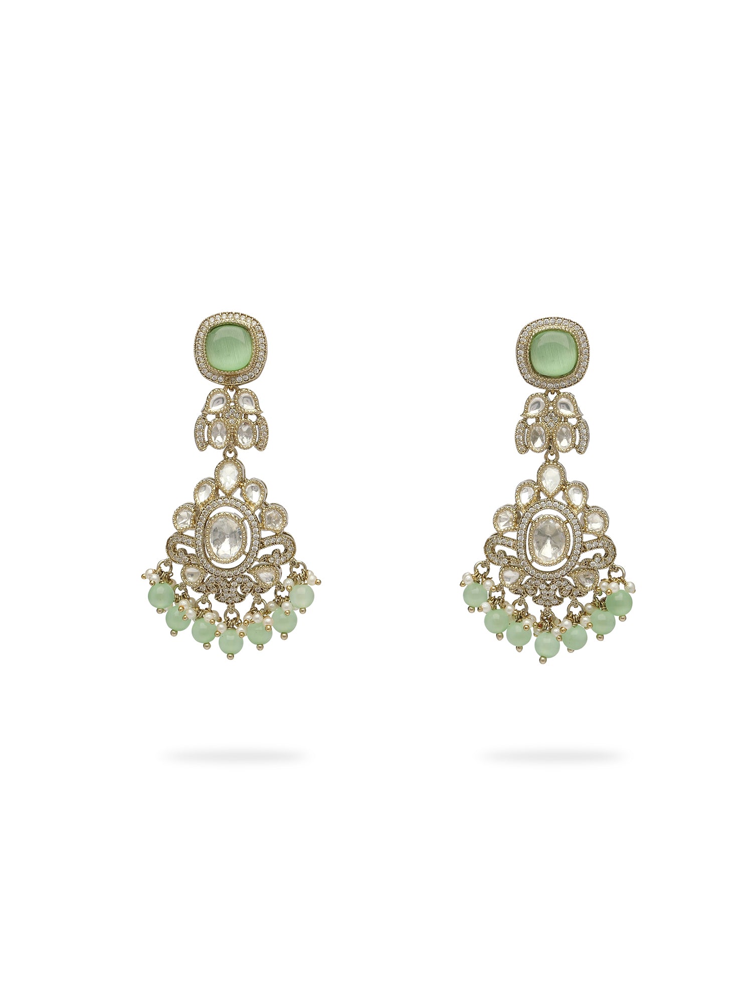 Jahanara Bridal Necklace Set in Mint and Antique Gold