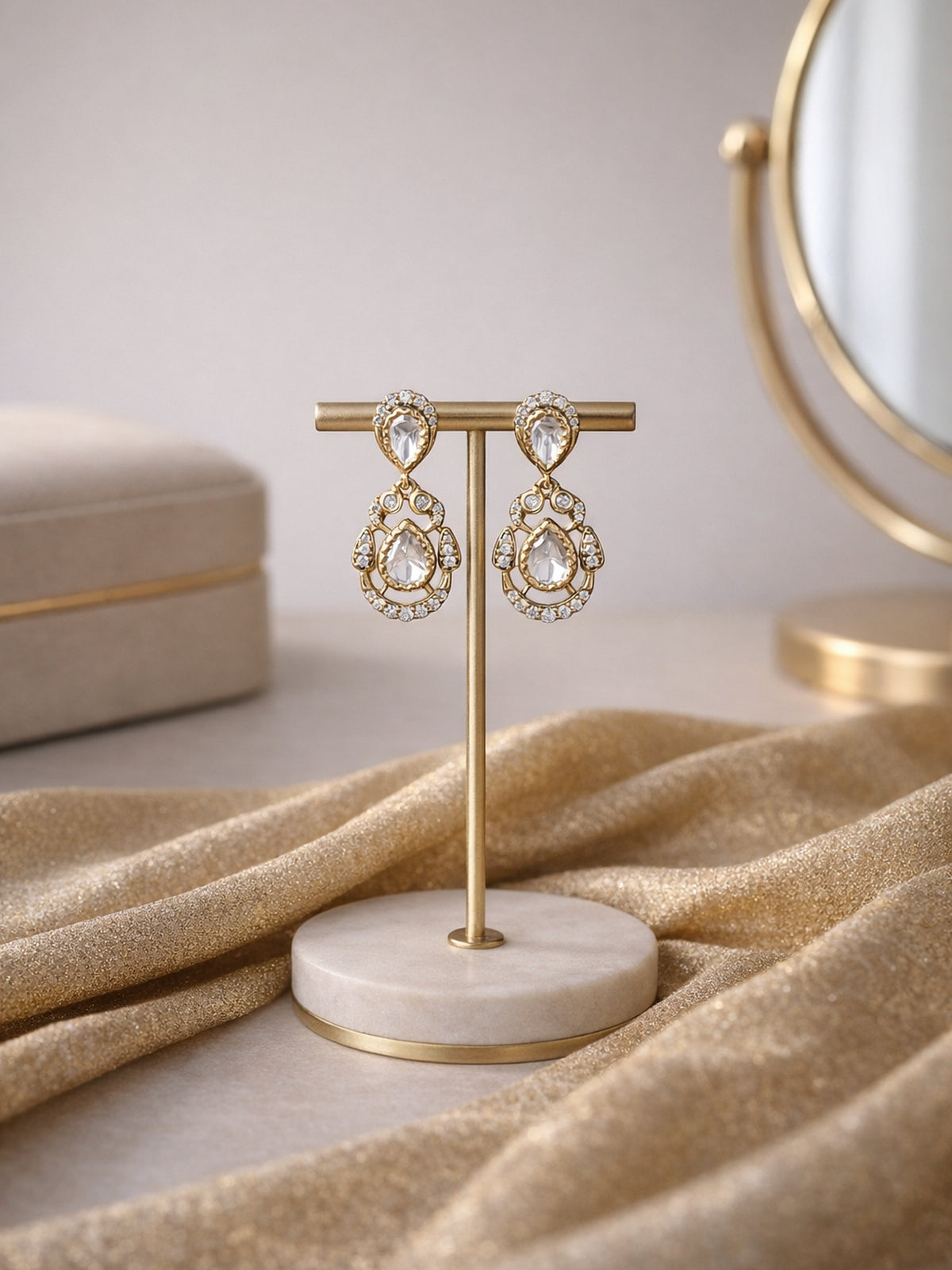 Janaki Kundan Earrings in White 