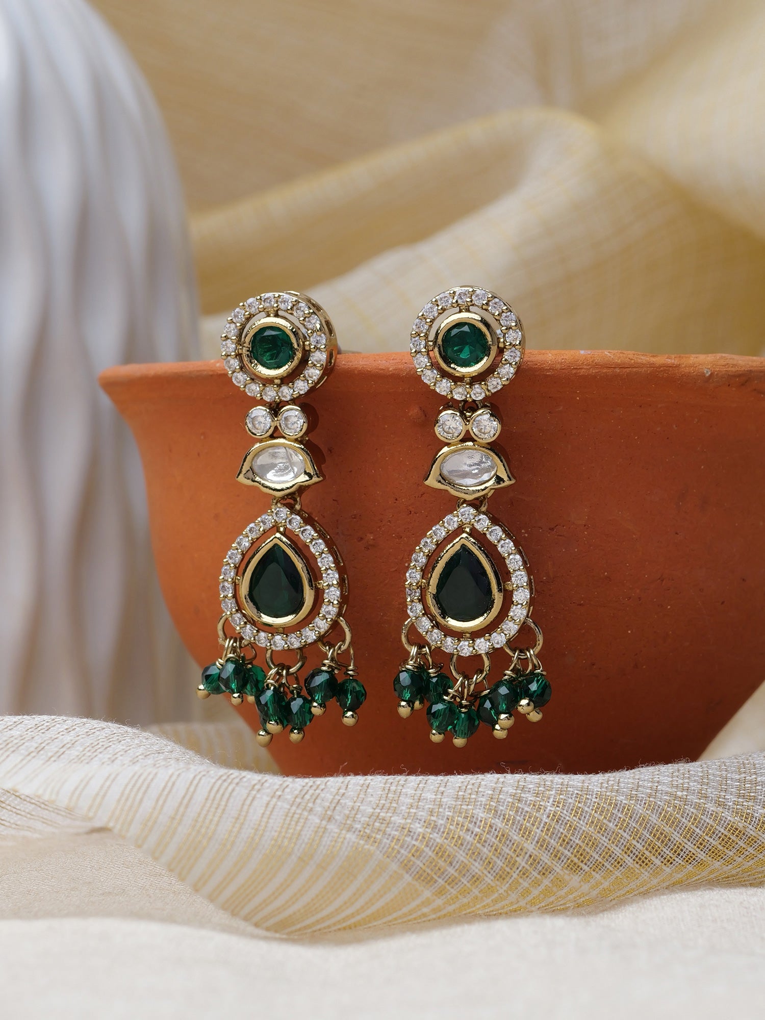 Jasmin Small Drop Earrings in Green