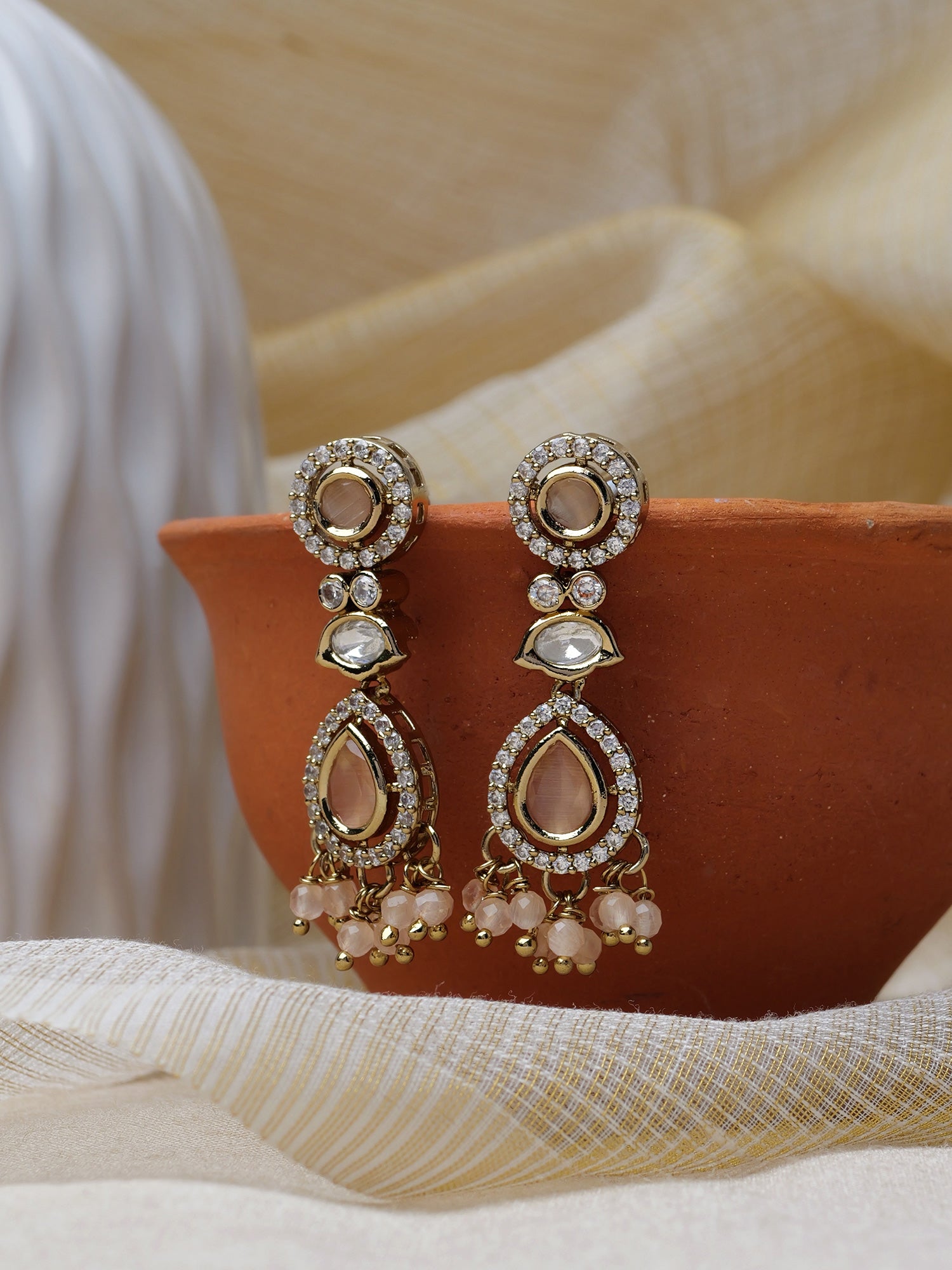 Jasmin Small Drop Earrings in Peach