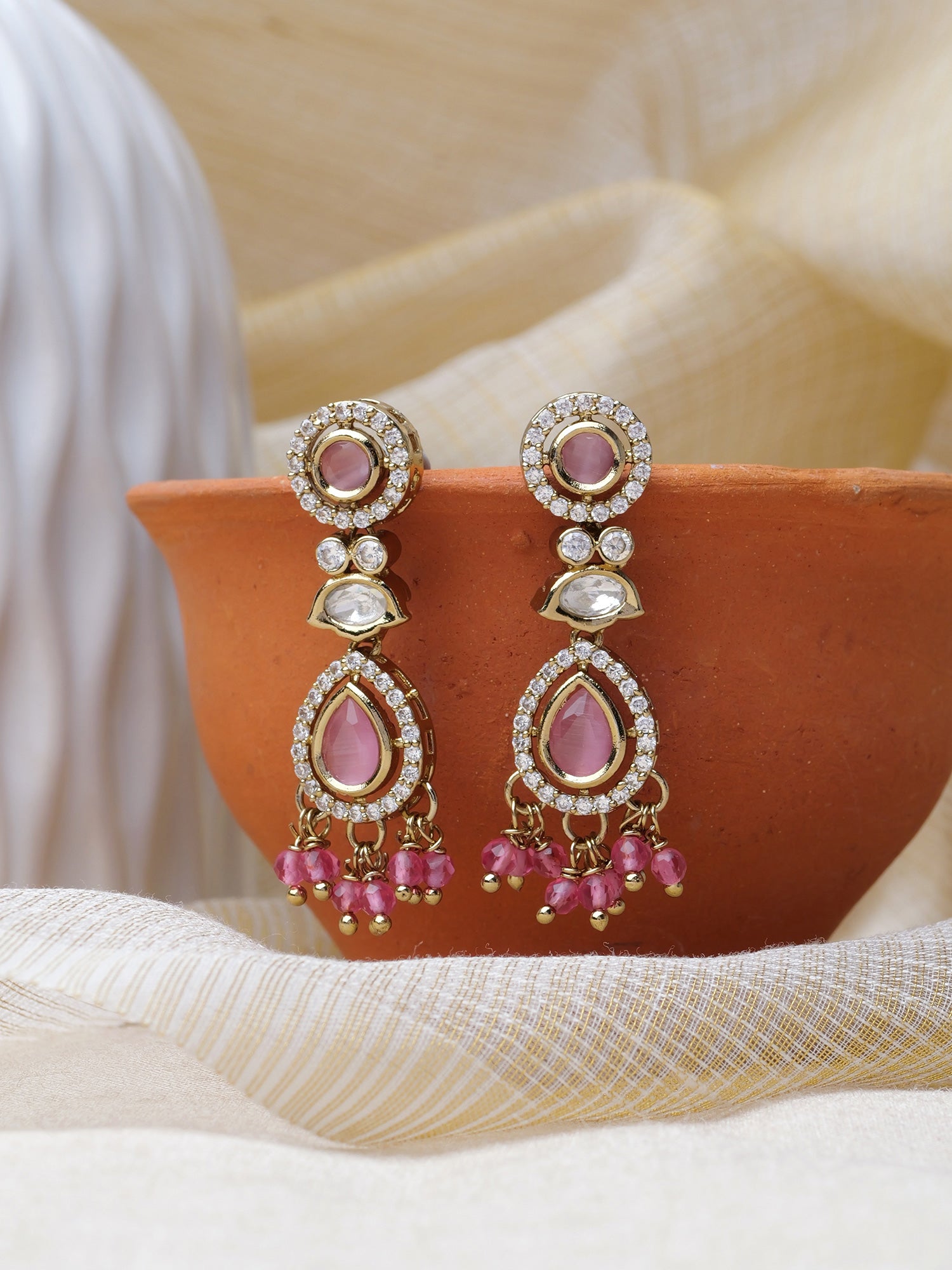 Jasmin Small Drop Earrings in Pink