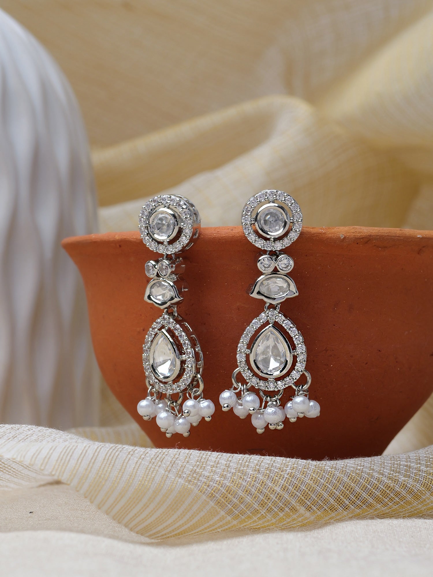 Jasmin Small Drop Earrings in Rhodium