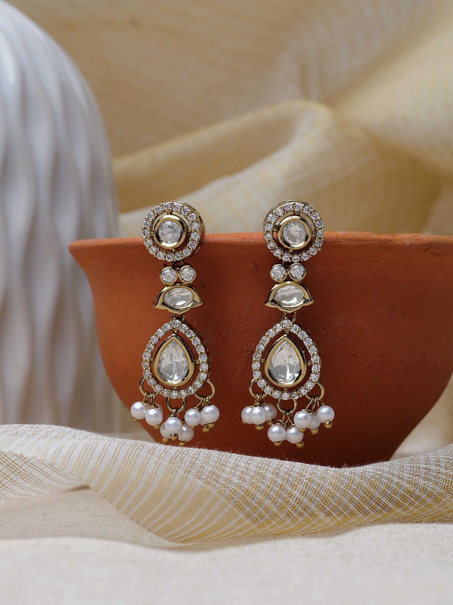 Jasmin Small Drop Earrings in White
