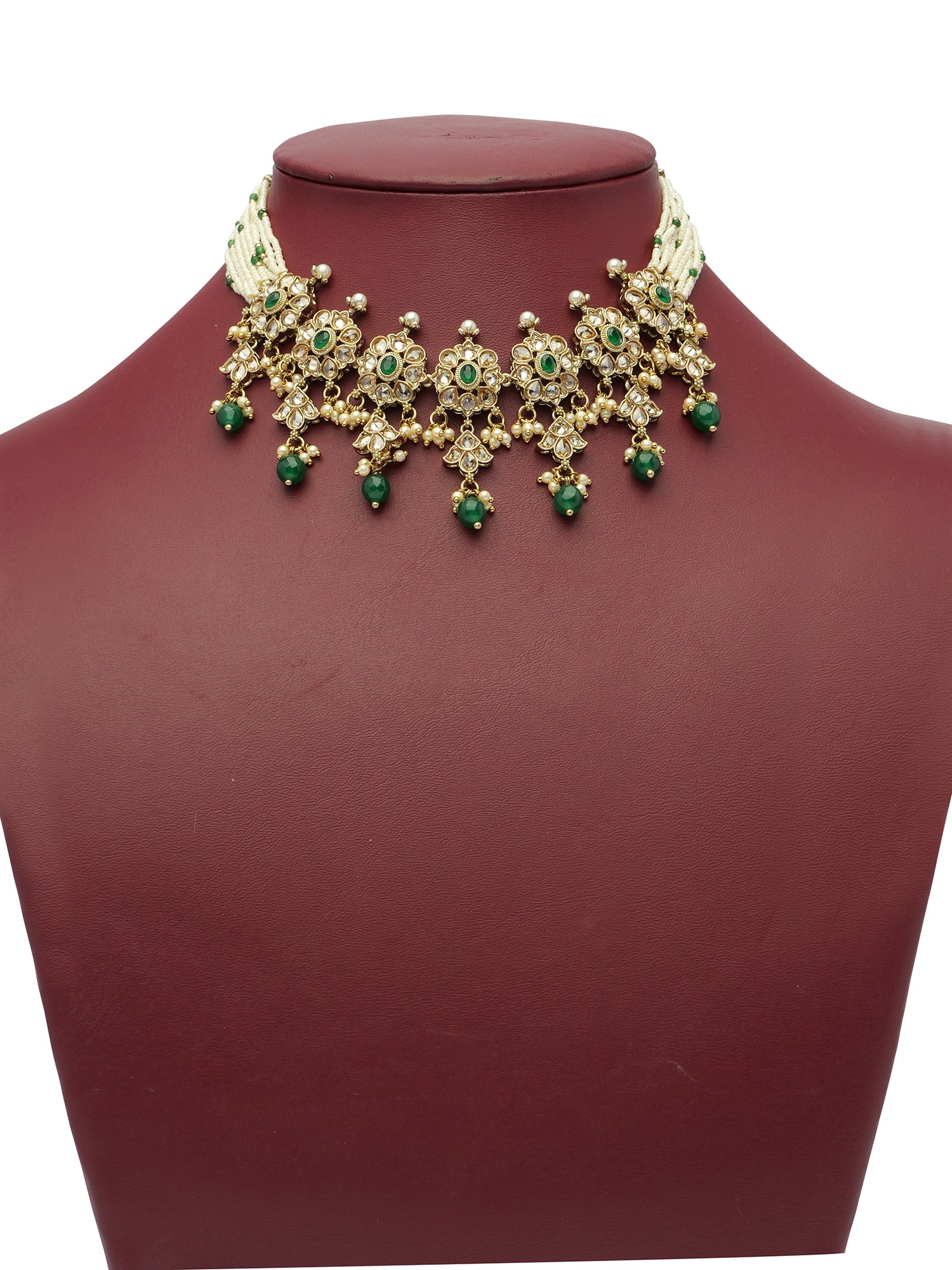 Jayani Choker Set in Pearl and Green