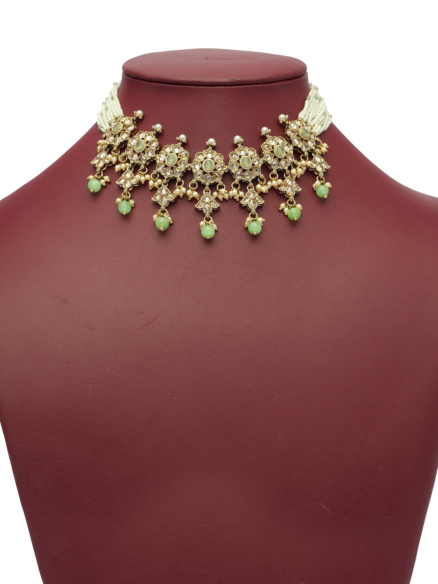 Jayani Choker Set in Pearl and Mint