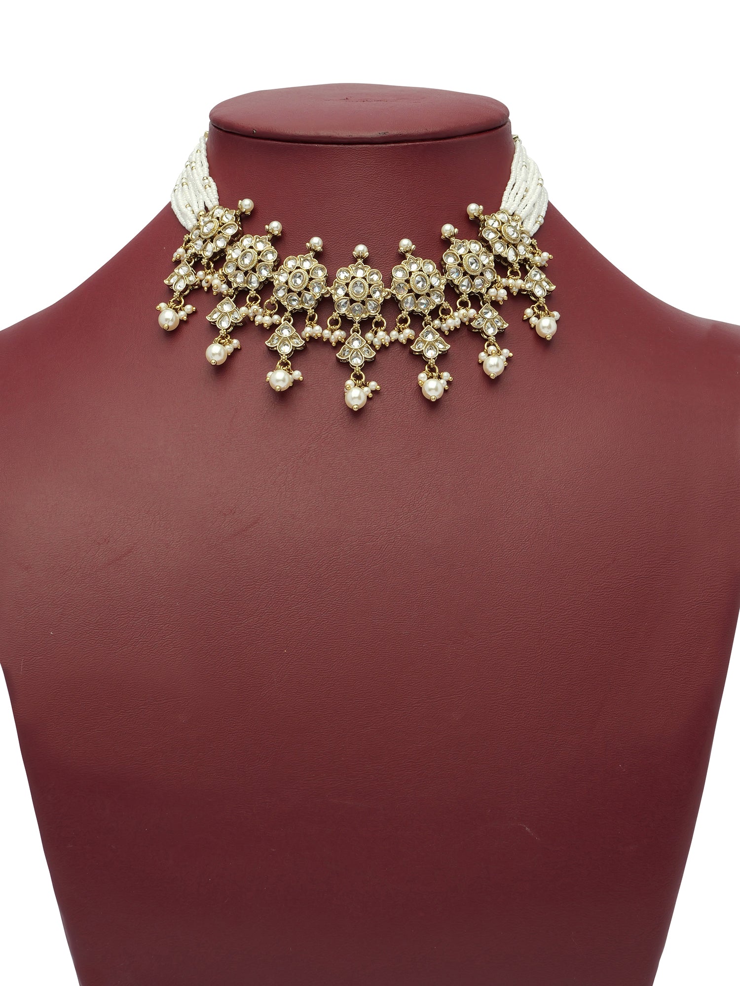 Jayani Choker Set in Pearl and White