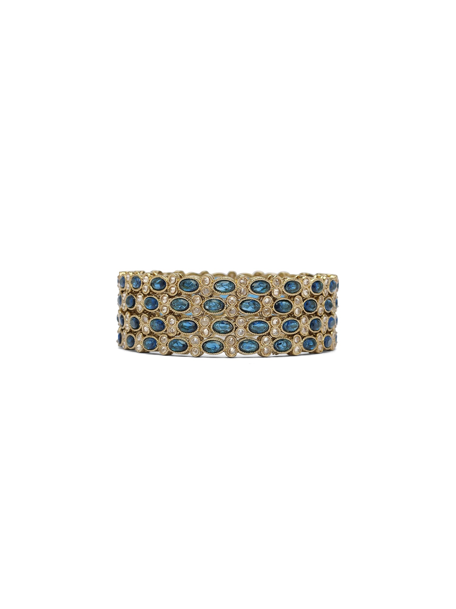Jheel Kadas in Blue and Antique Gold