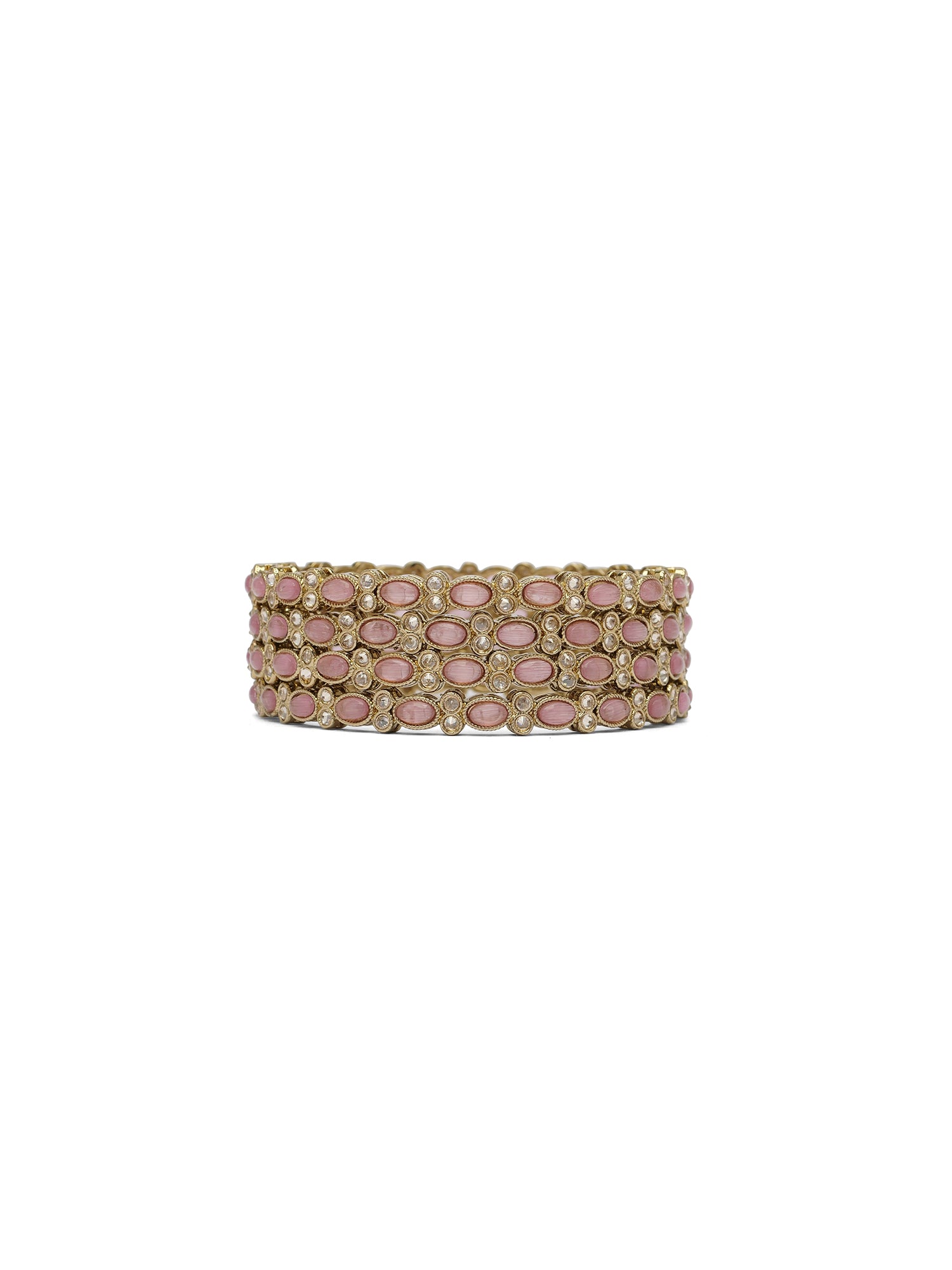 Jheel Kadas in Pink and Antique Gold