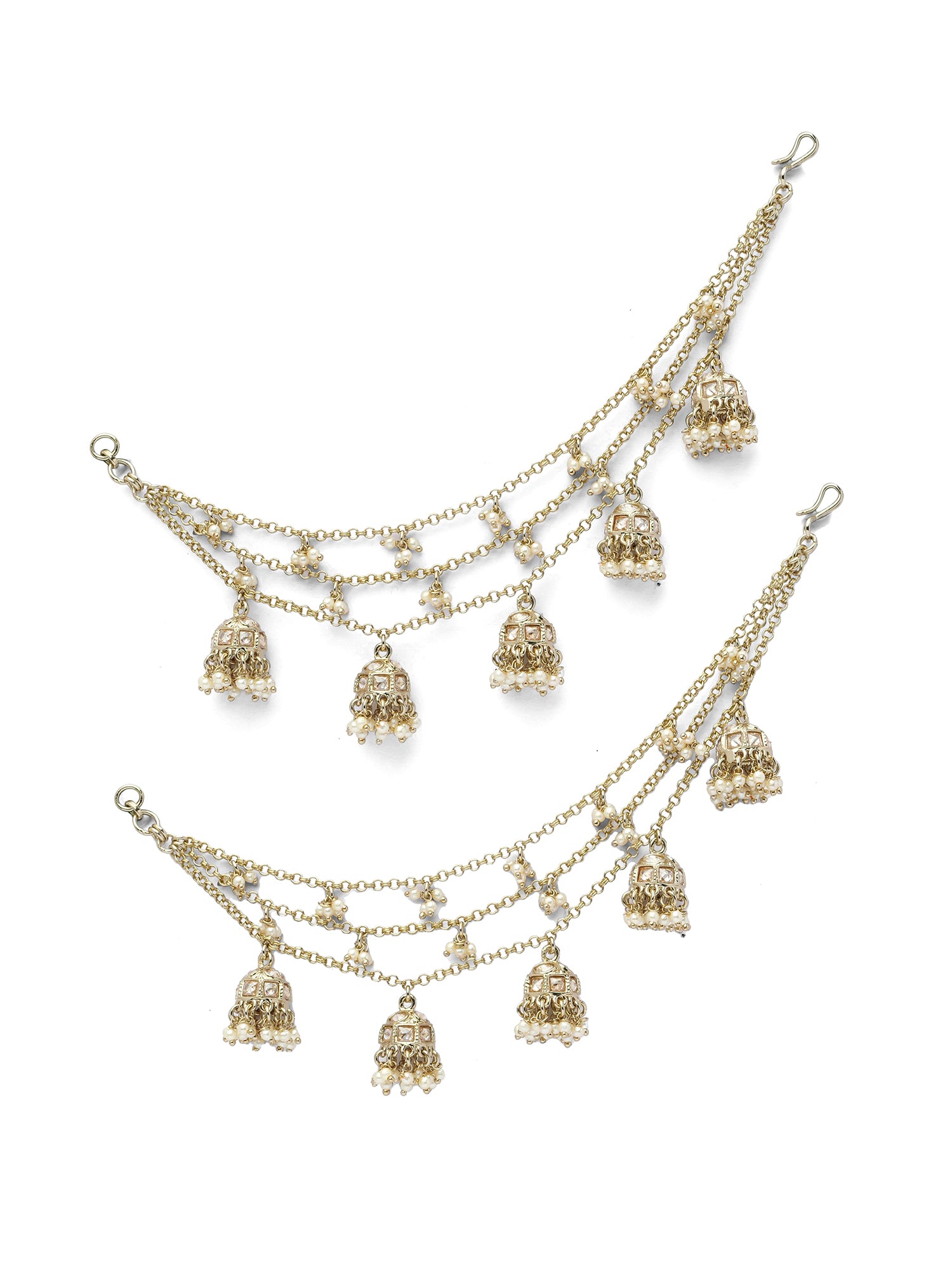 Jhumka Ear Chain in Champagne and Pearl