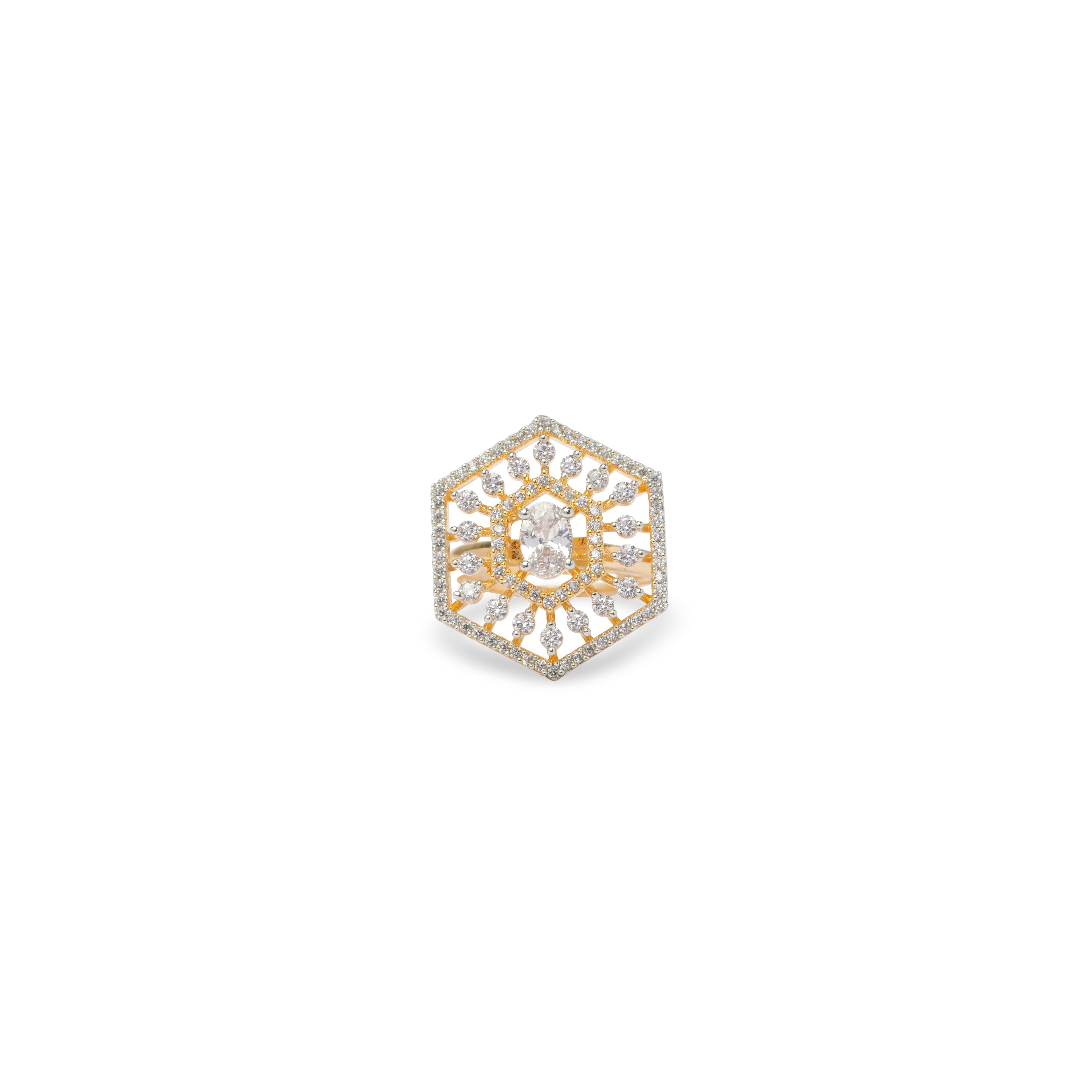 Jiya Cubic Zirconia Ring in White and Gold