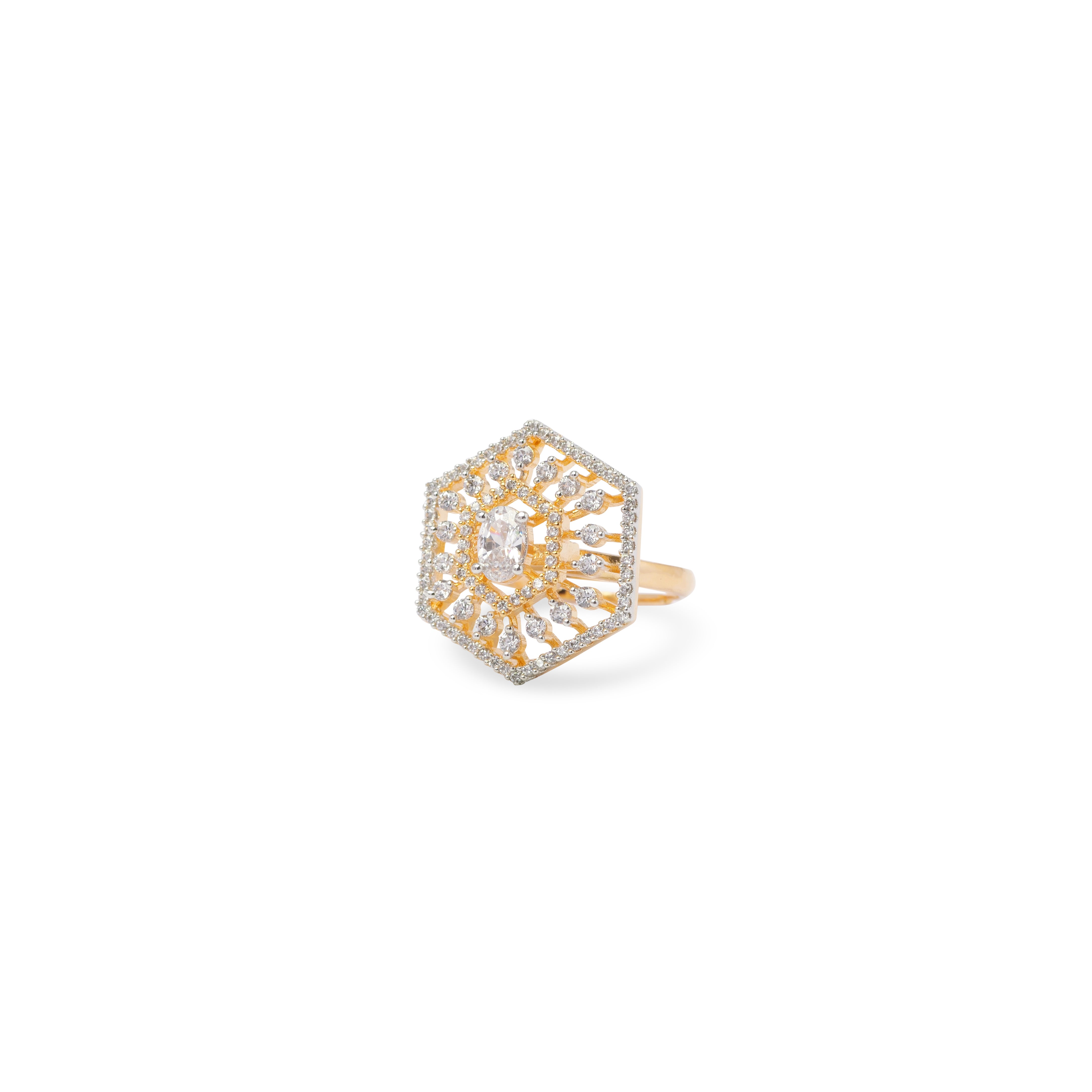 Jiya Cubic Zirconia Ring in White and Gold