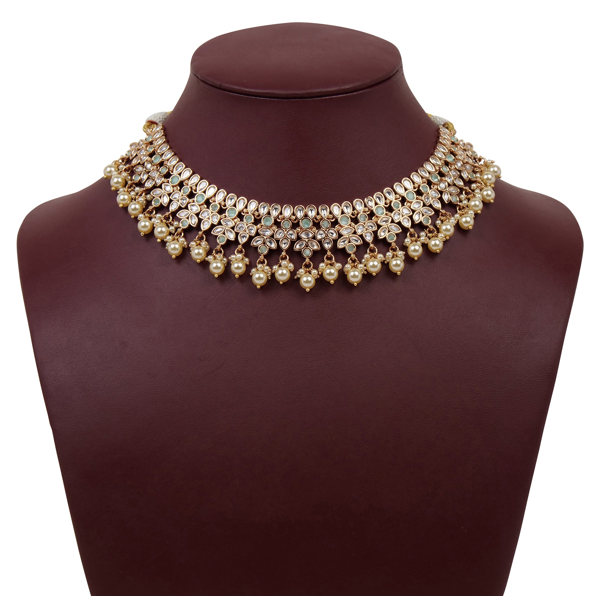 Aloka Kundan Necklace Set in Mint
