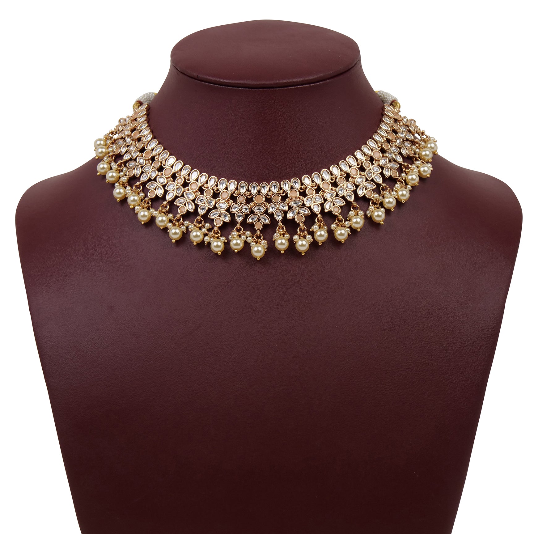 Aloka Kundan Necklace Set in Peach