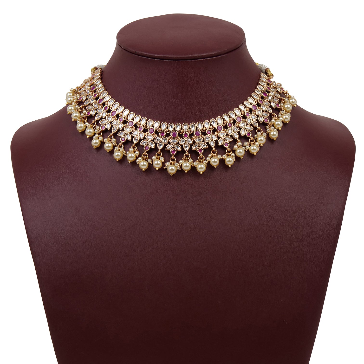 Aloka Kundan Necklace Set in Ruby