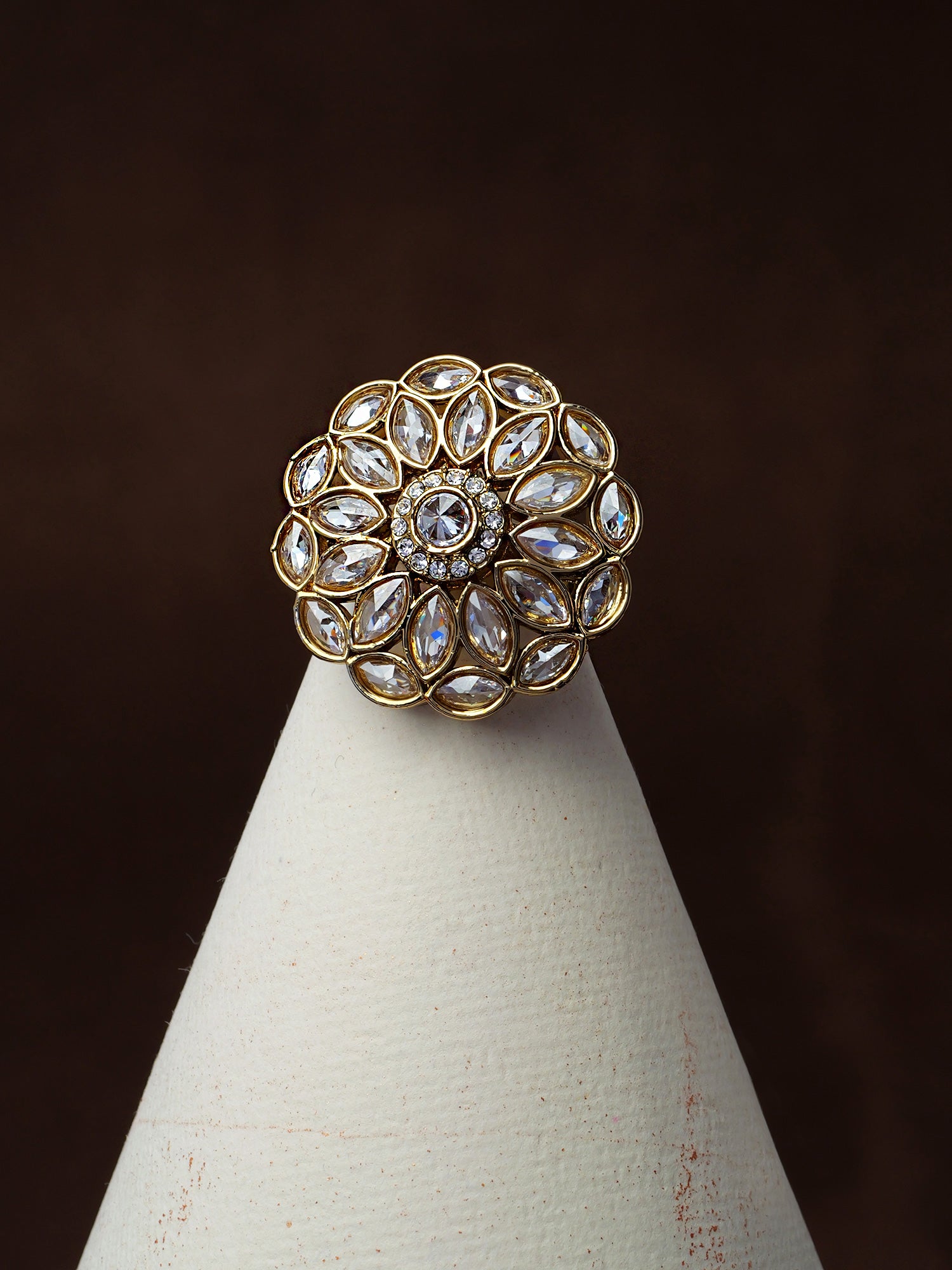 Kalika Floral Ring in White