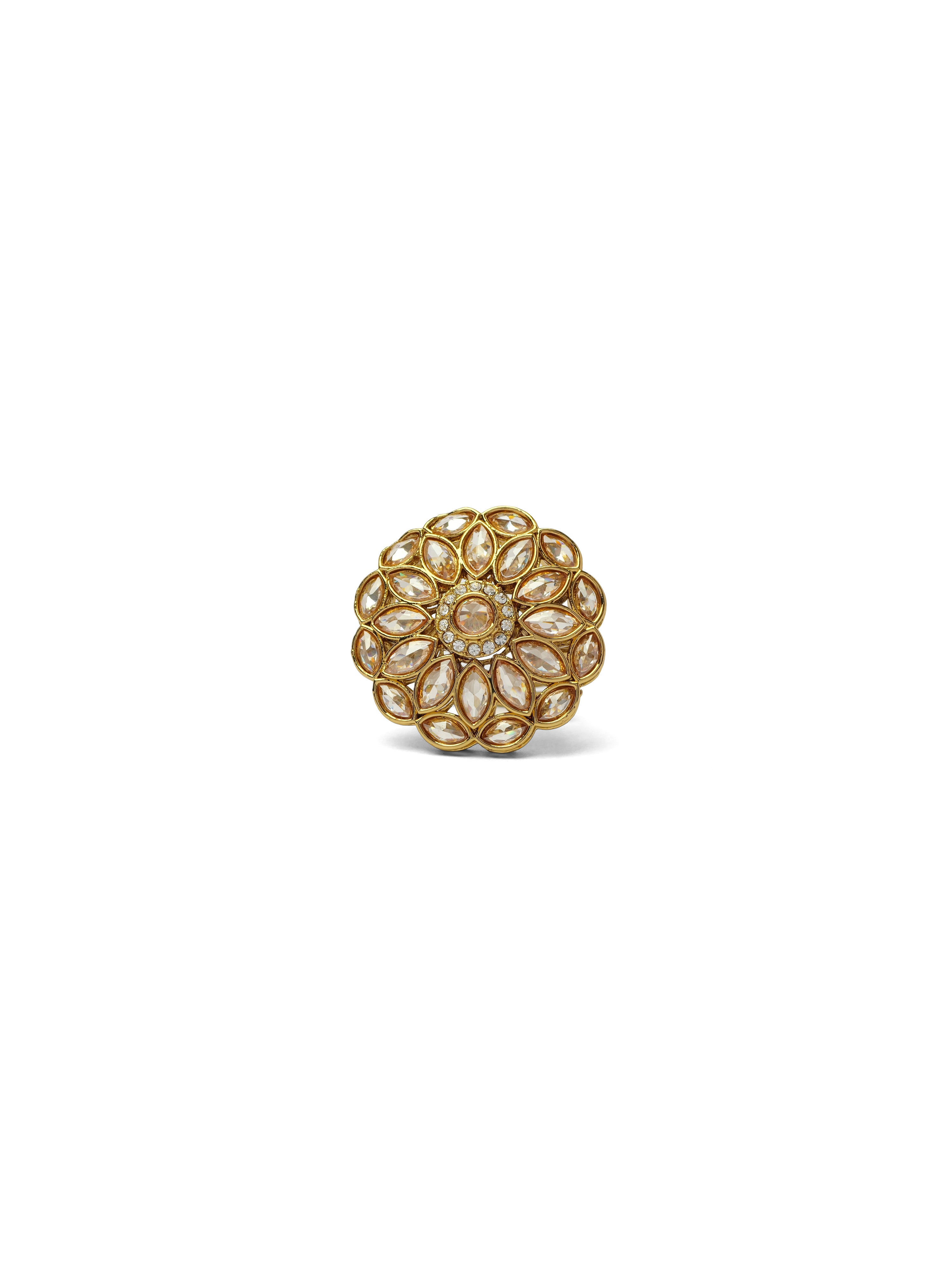 Kalika Floral Ring in Champagne