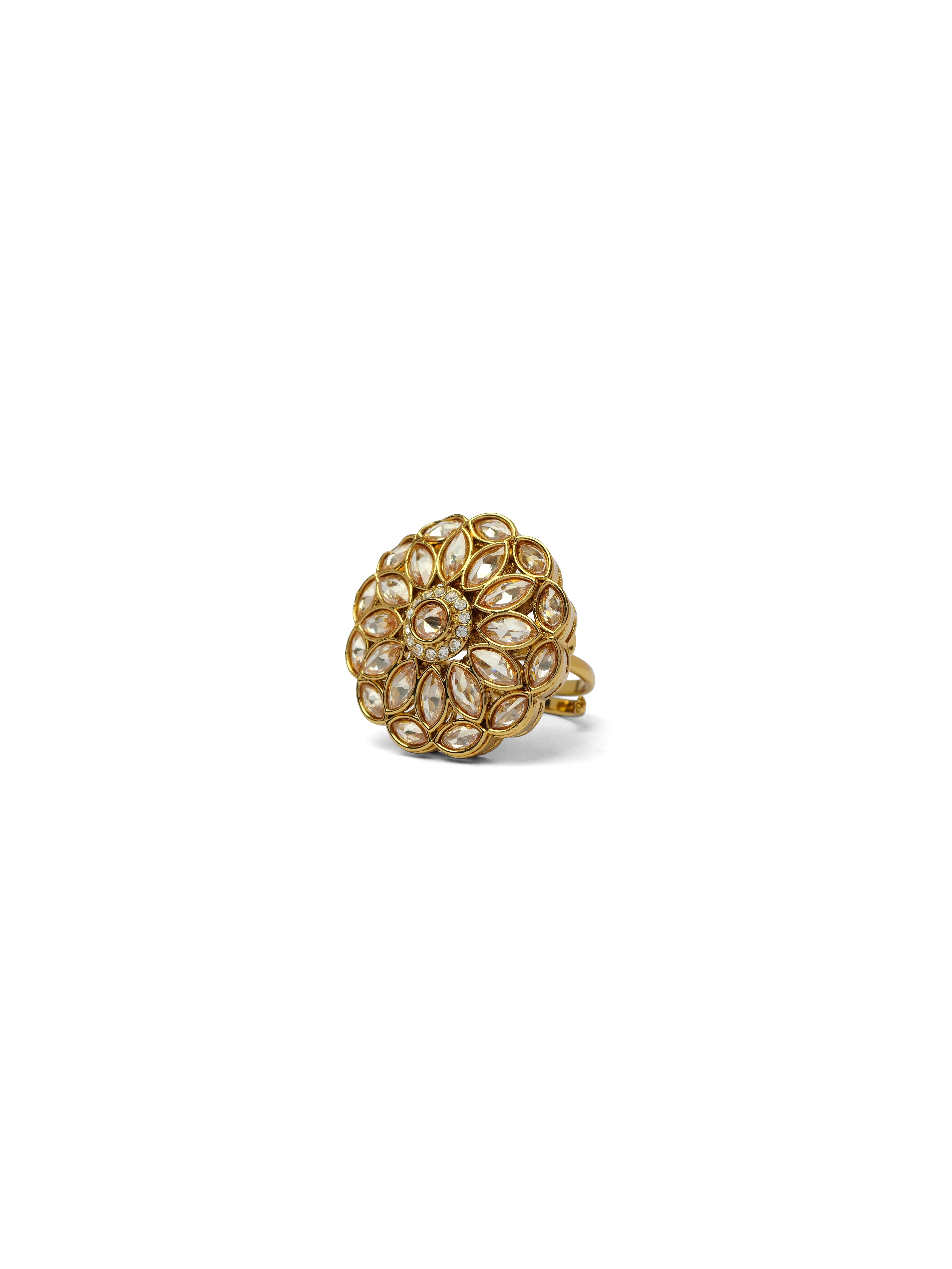 Kalika Floral Ring in Champagne