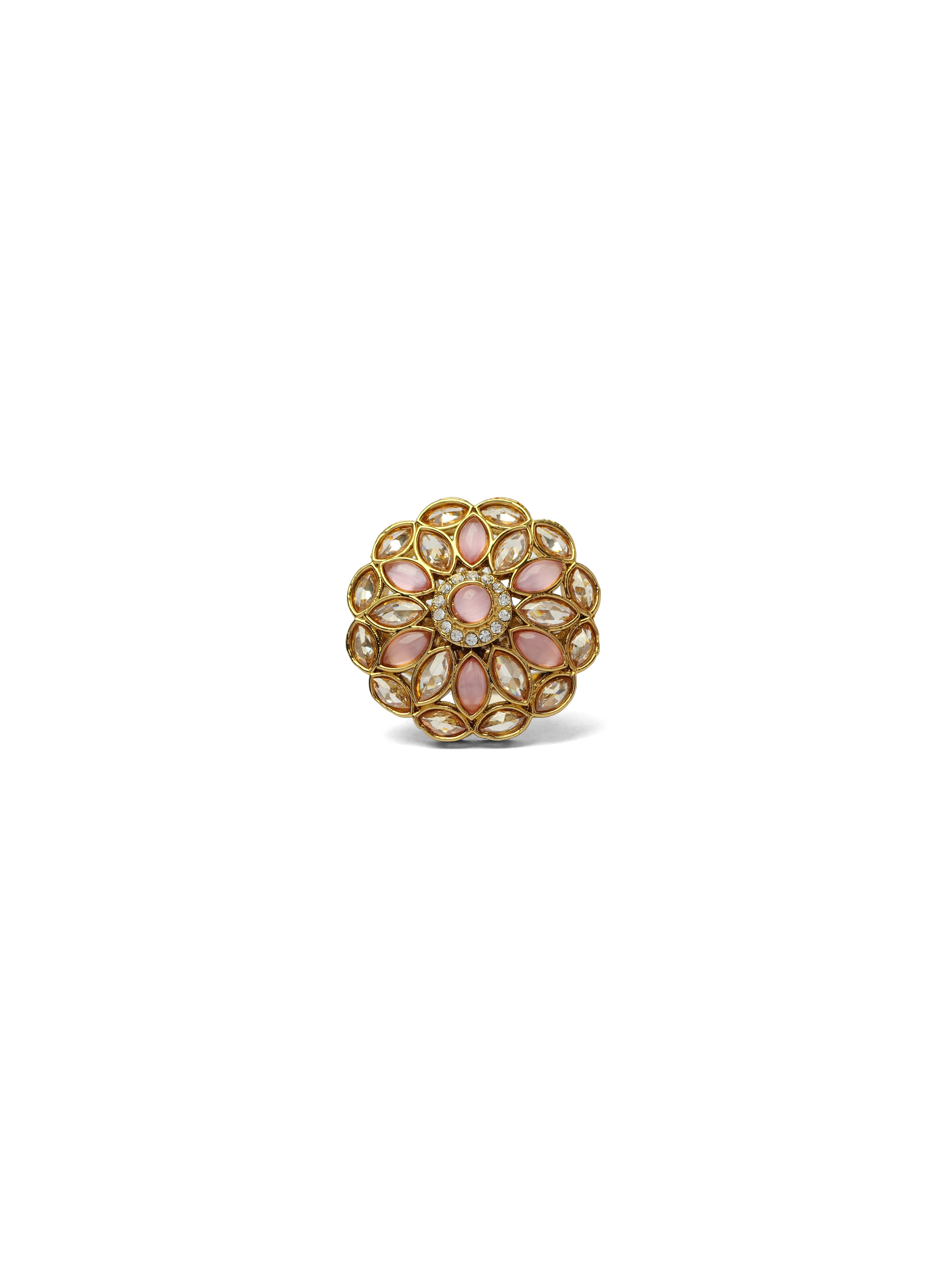 Kalika Floral Ring in Light Pink