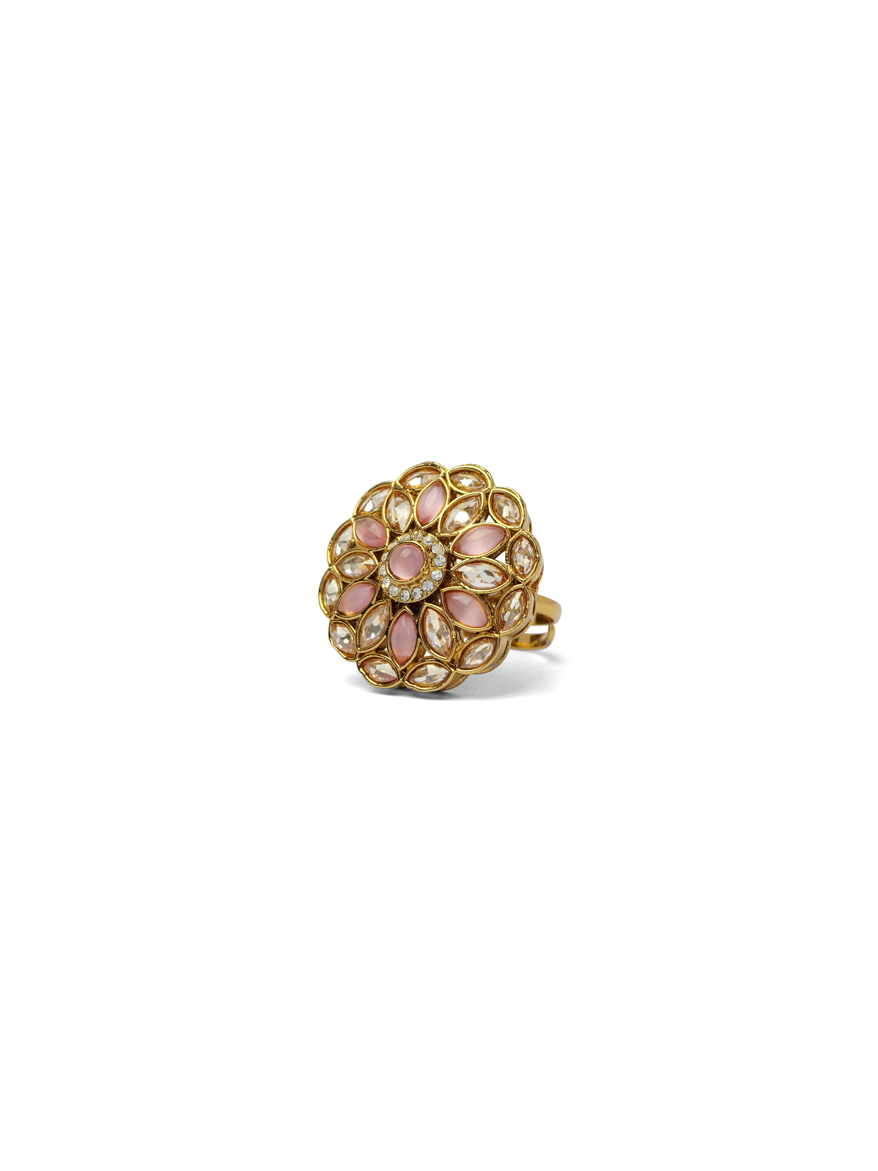 Kalika Floral Ring in Light Pink