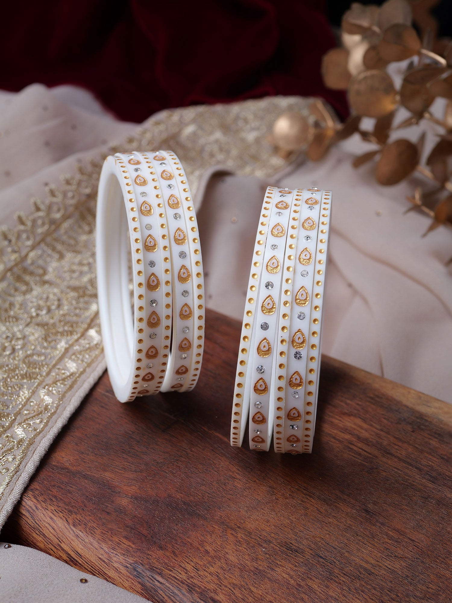 Kalyani Chura Bangle Set in Cream