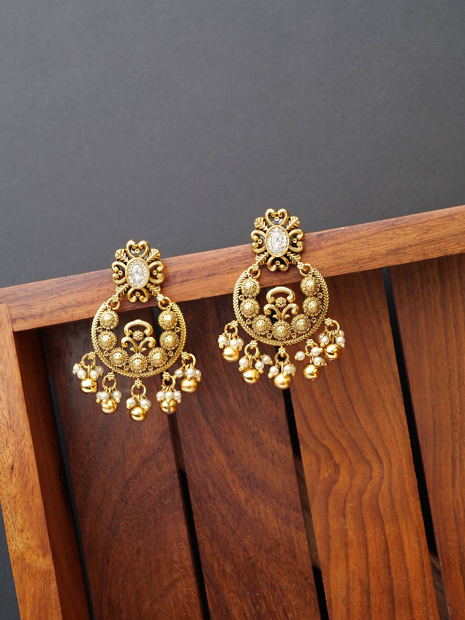 Kamala Chandbali Earrings in White