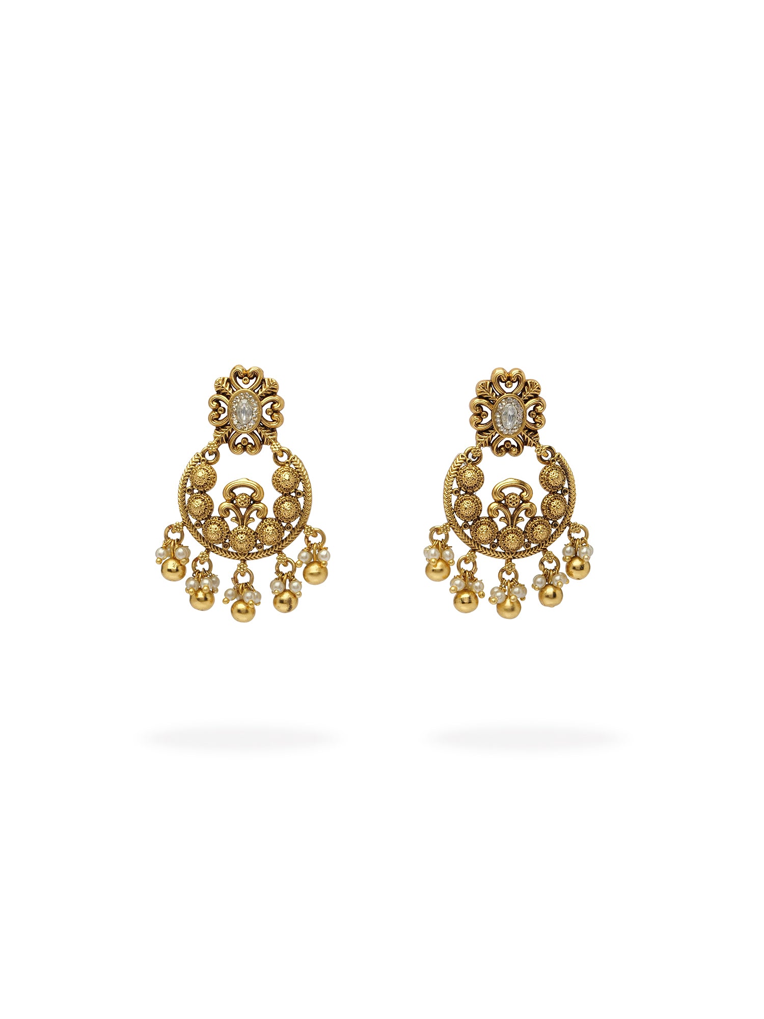 Kamala Chandbali Earrings in White