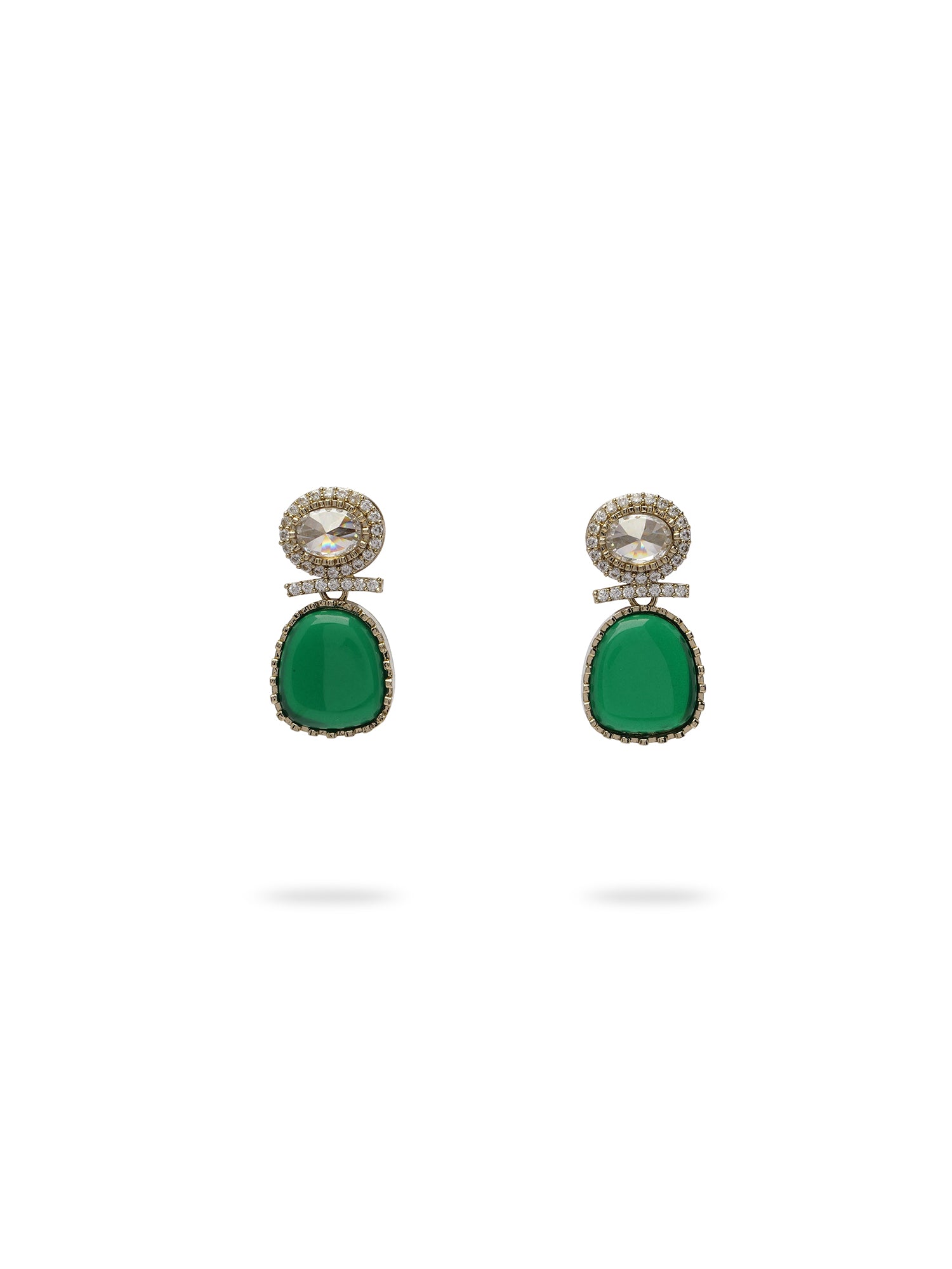 Kamini Necklace Set in Green and Antique Gold