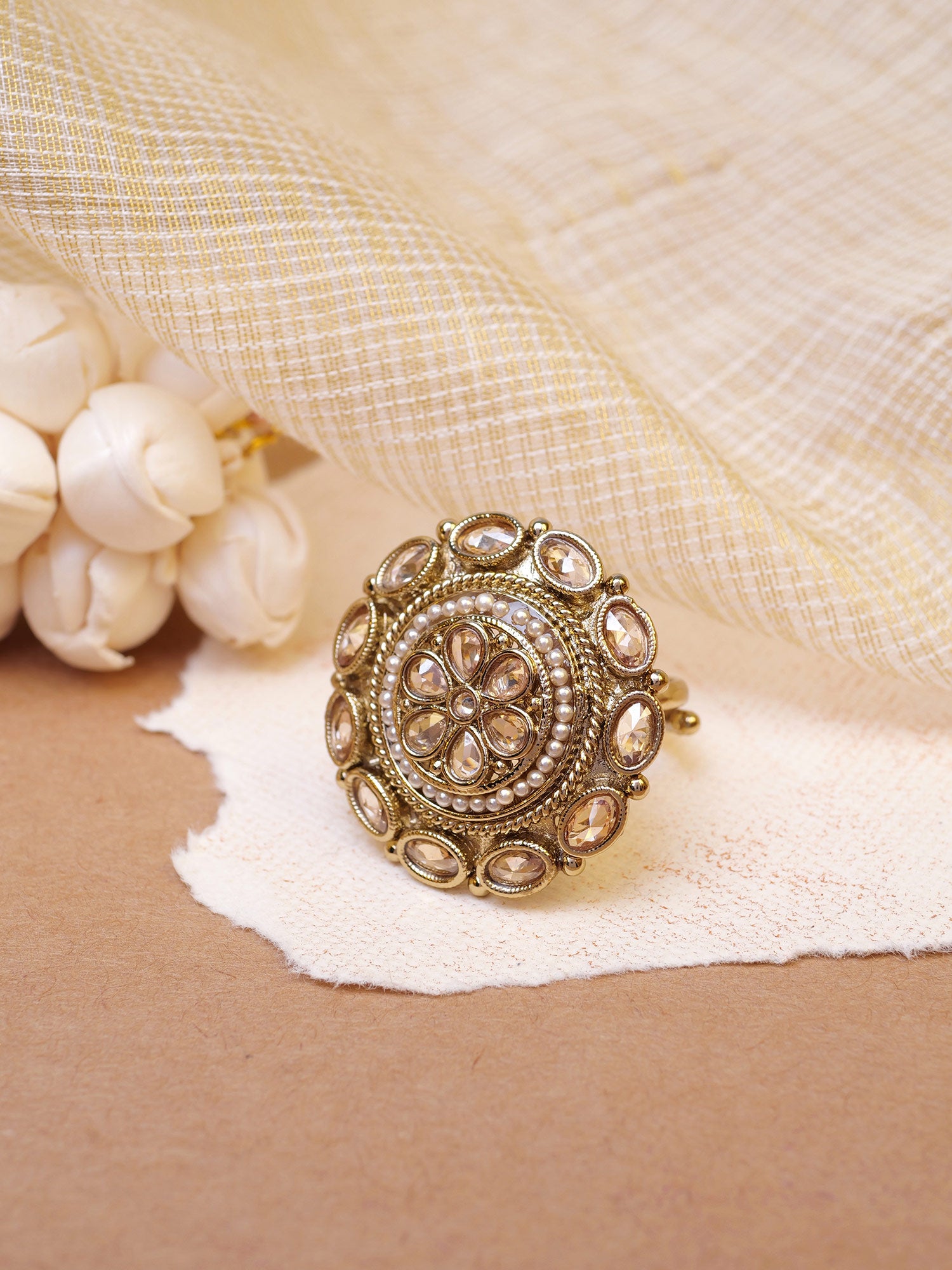 Kashish Ring in Champagne and Pearl