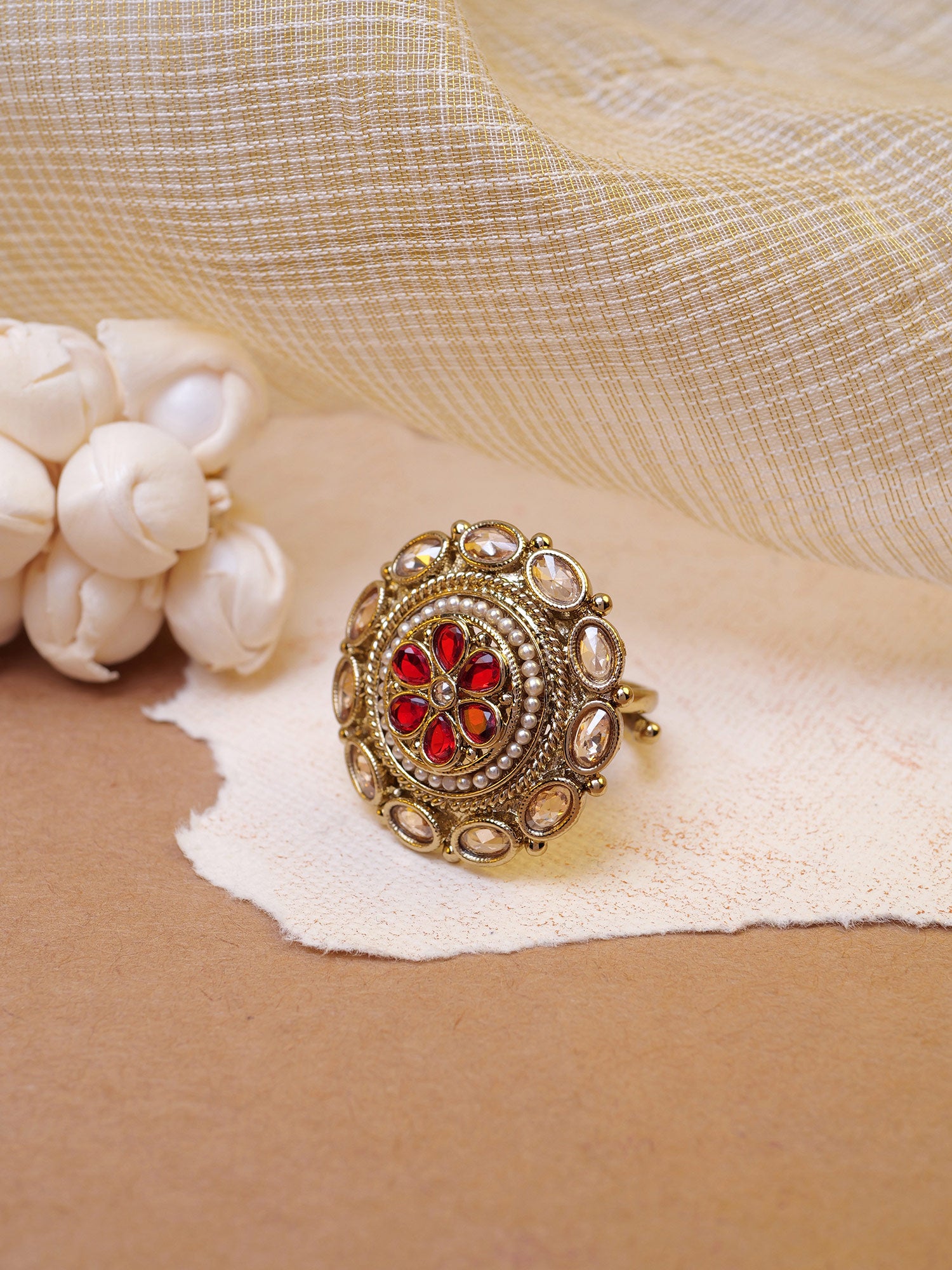 Kashish Ring in Maroon and Pearl