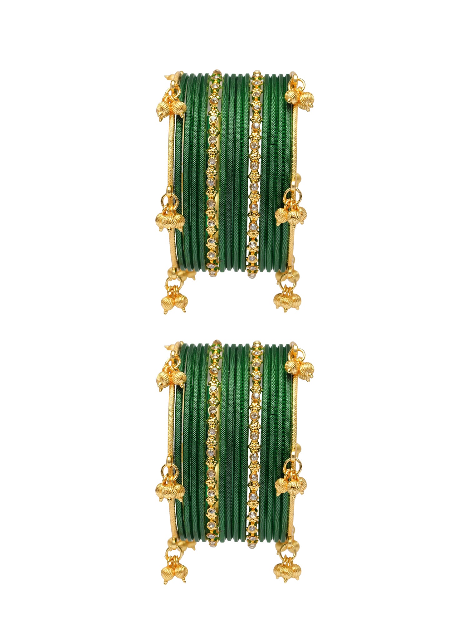 Kashmiri Bangle Set in Bottle Green