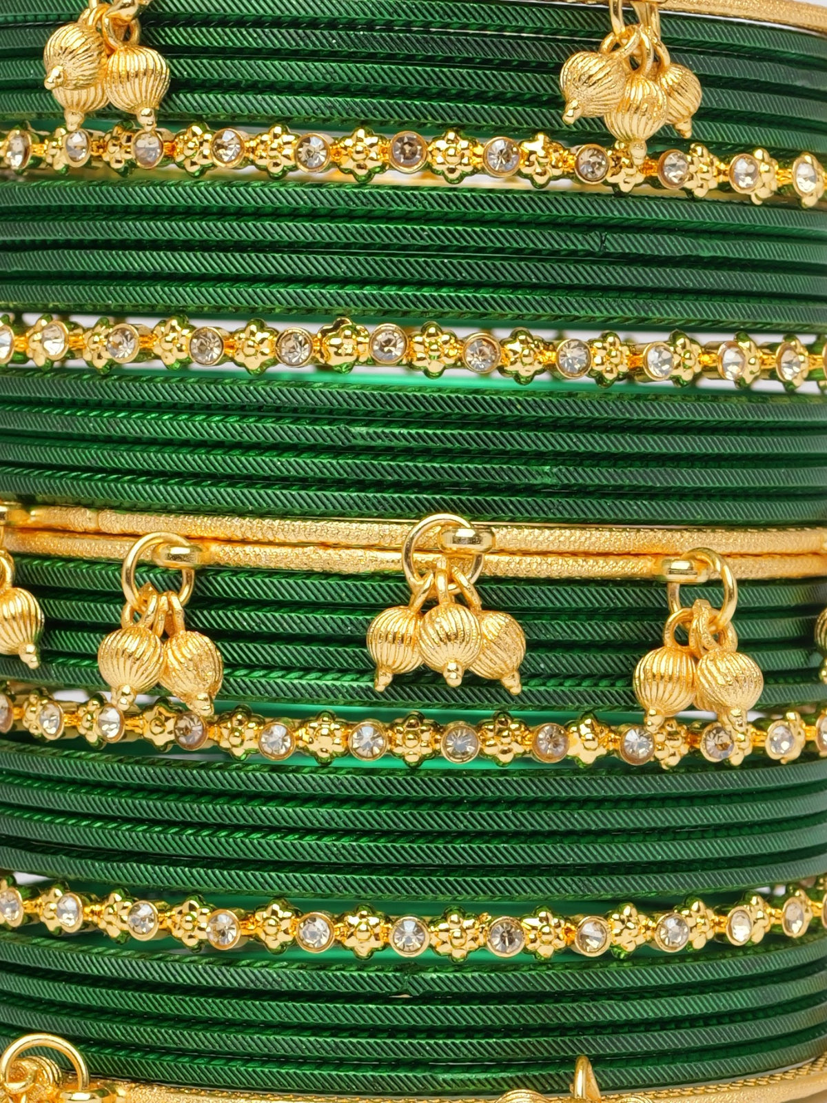 Kashmiri Bangle Set in Bottle Green