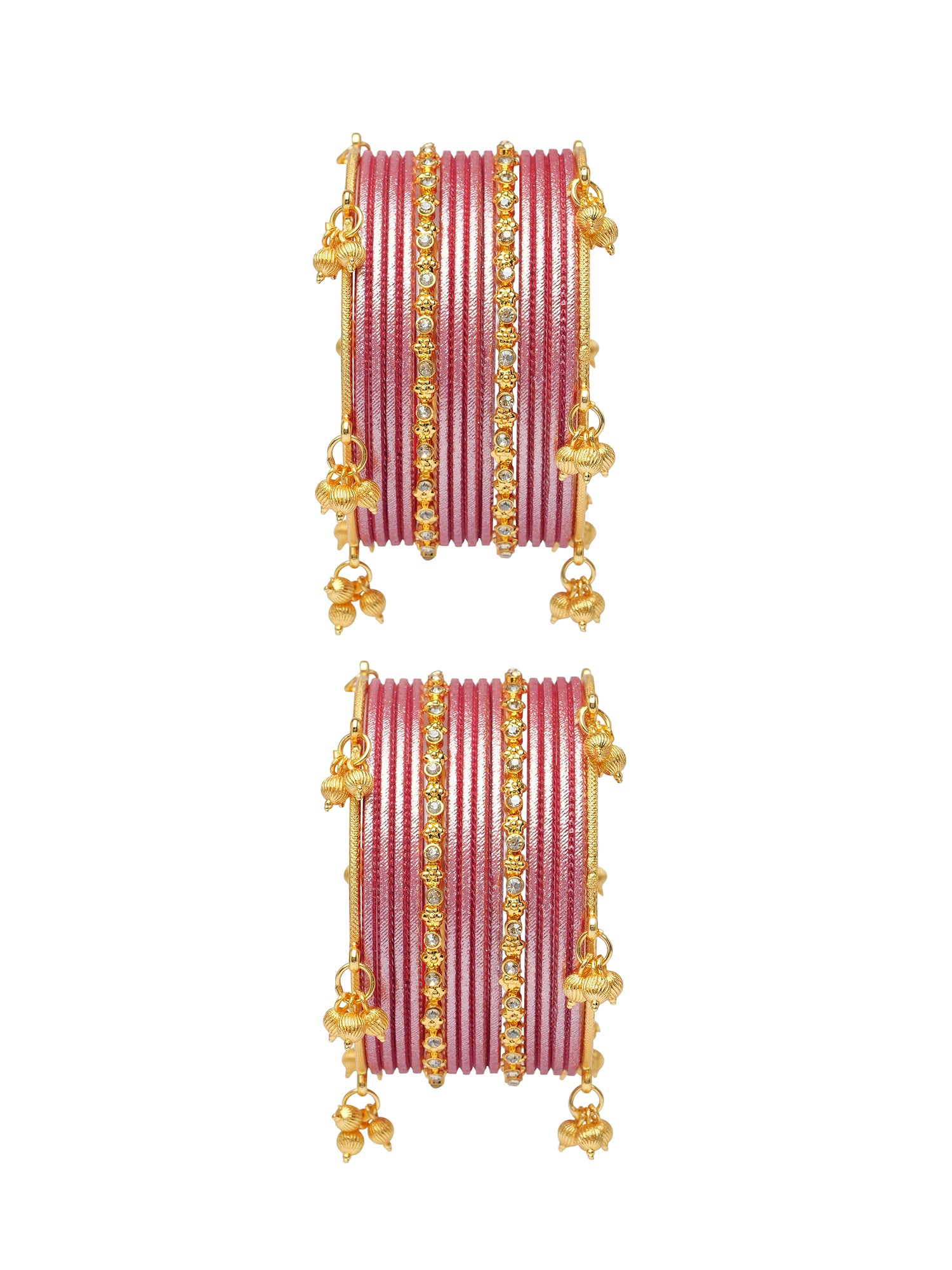 Kashmiri Bangle Set in Rose Pink