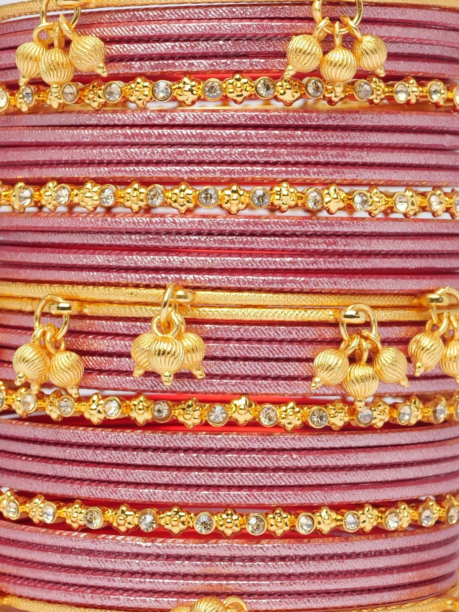 Kashmiri Bangle Set in Rose Pink