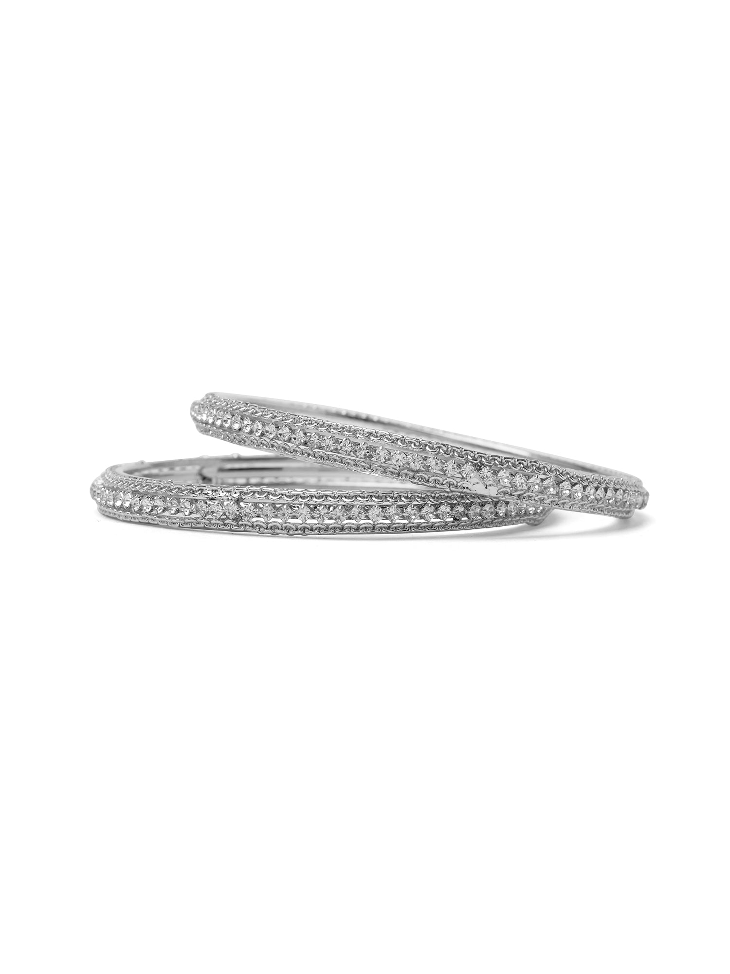 Kaveri Crystal Bangles in Rhodium