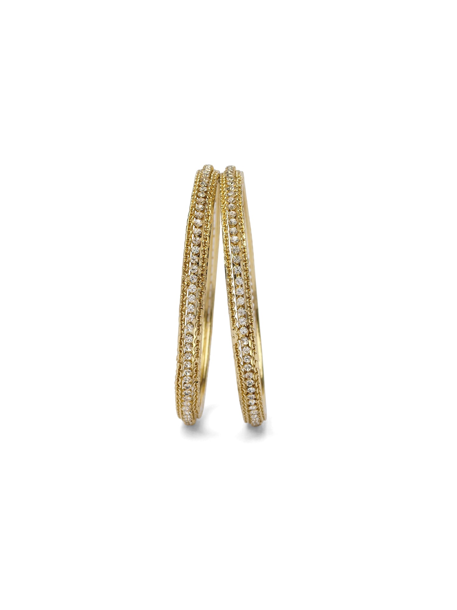 Kaveri Crystal Bangles in White and Antique Gold