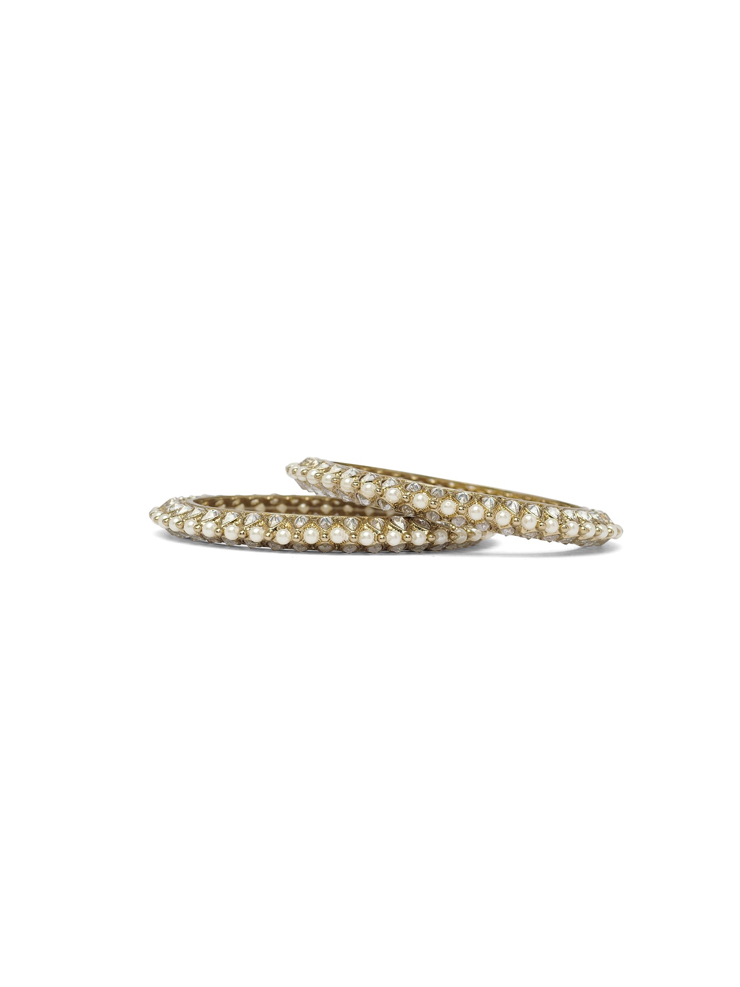Kavya Pearl Kada Bangles in White