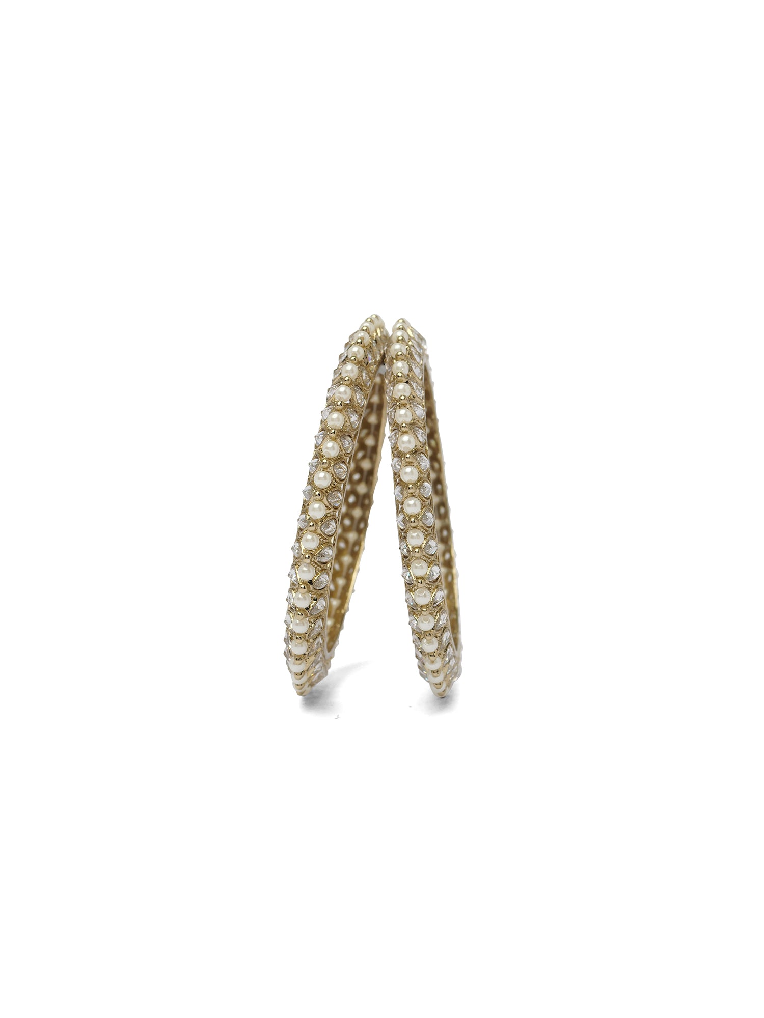 Kavya Pearl Kada Bangles in White
