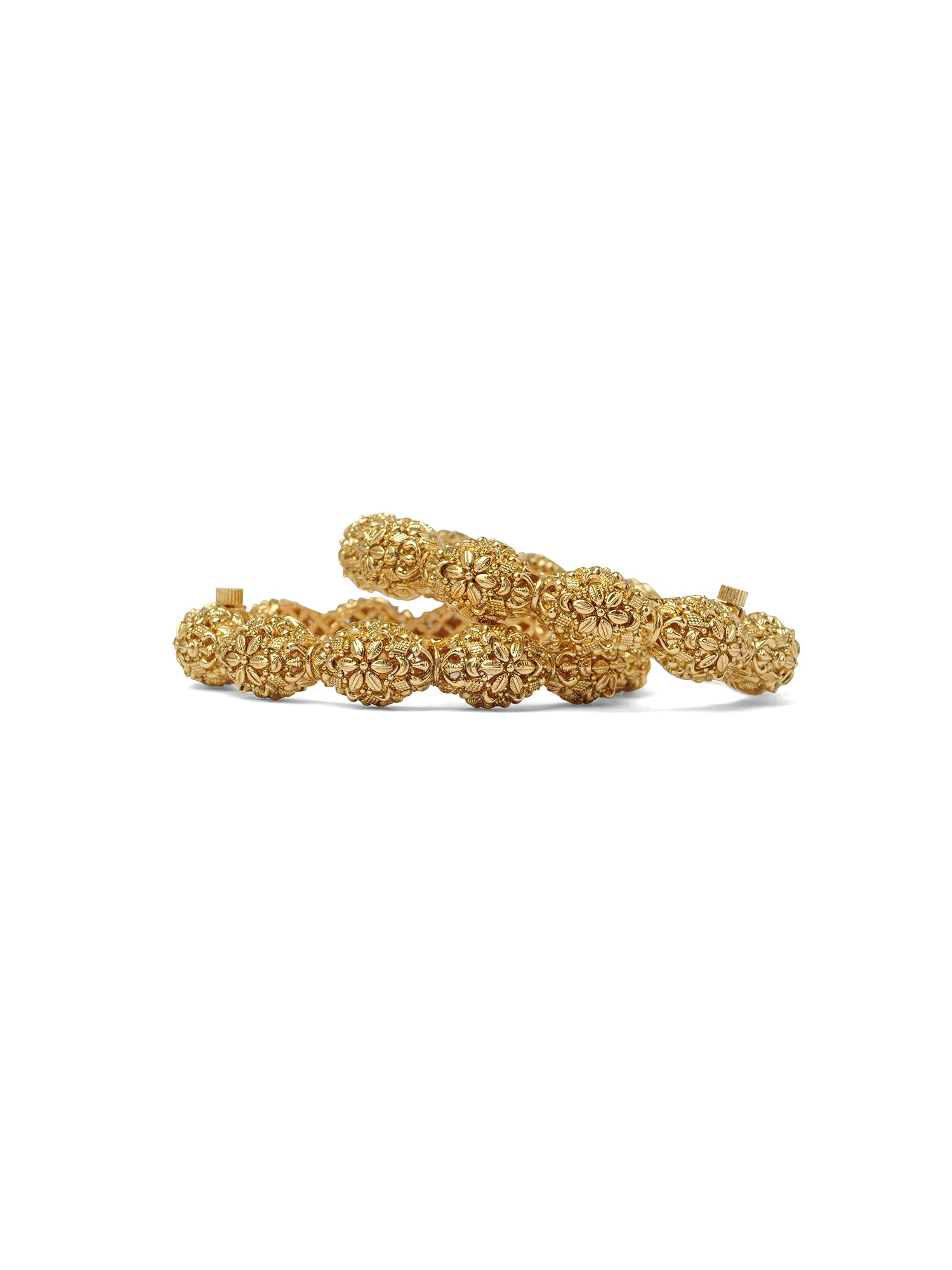 Kesarika Kada Bangles in Antique Gold