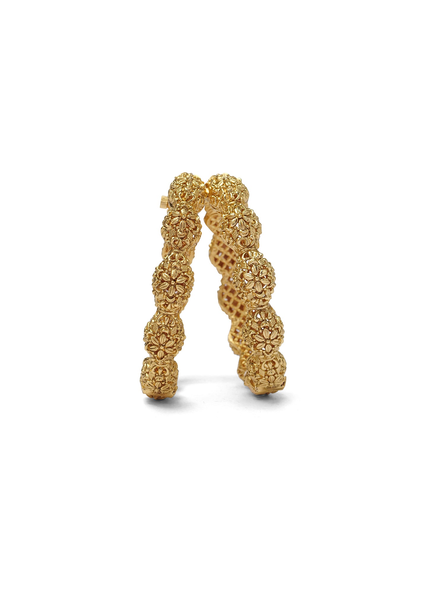 Kesarika Kada Bangles in Antique Gold