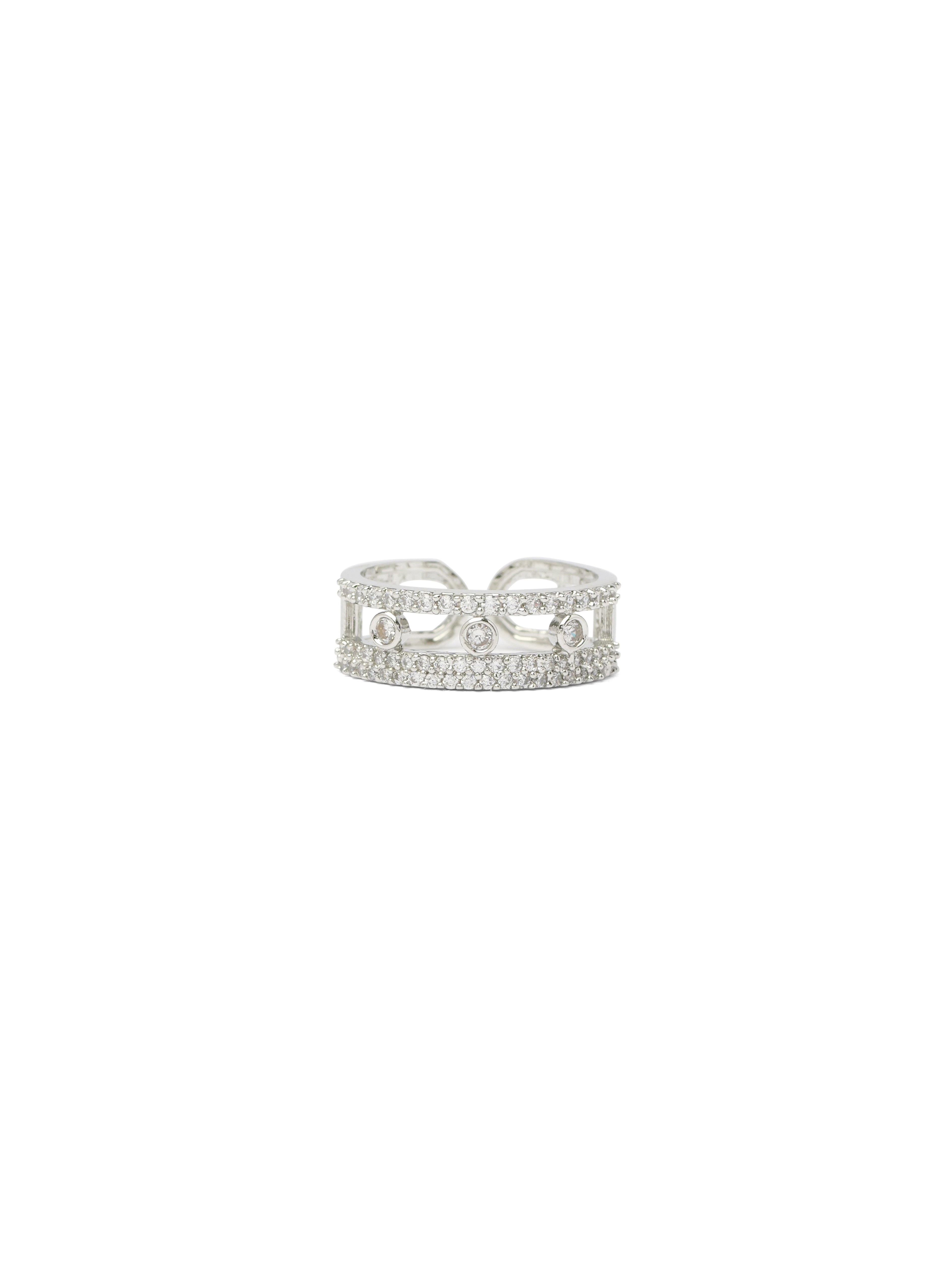 Keya Cubic Zirconia Ring in Rhodium