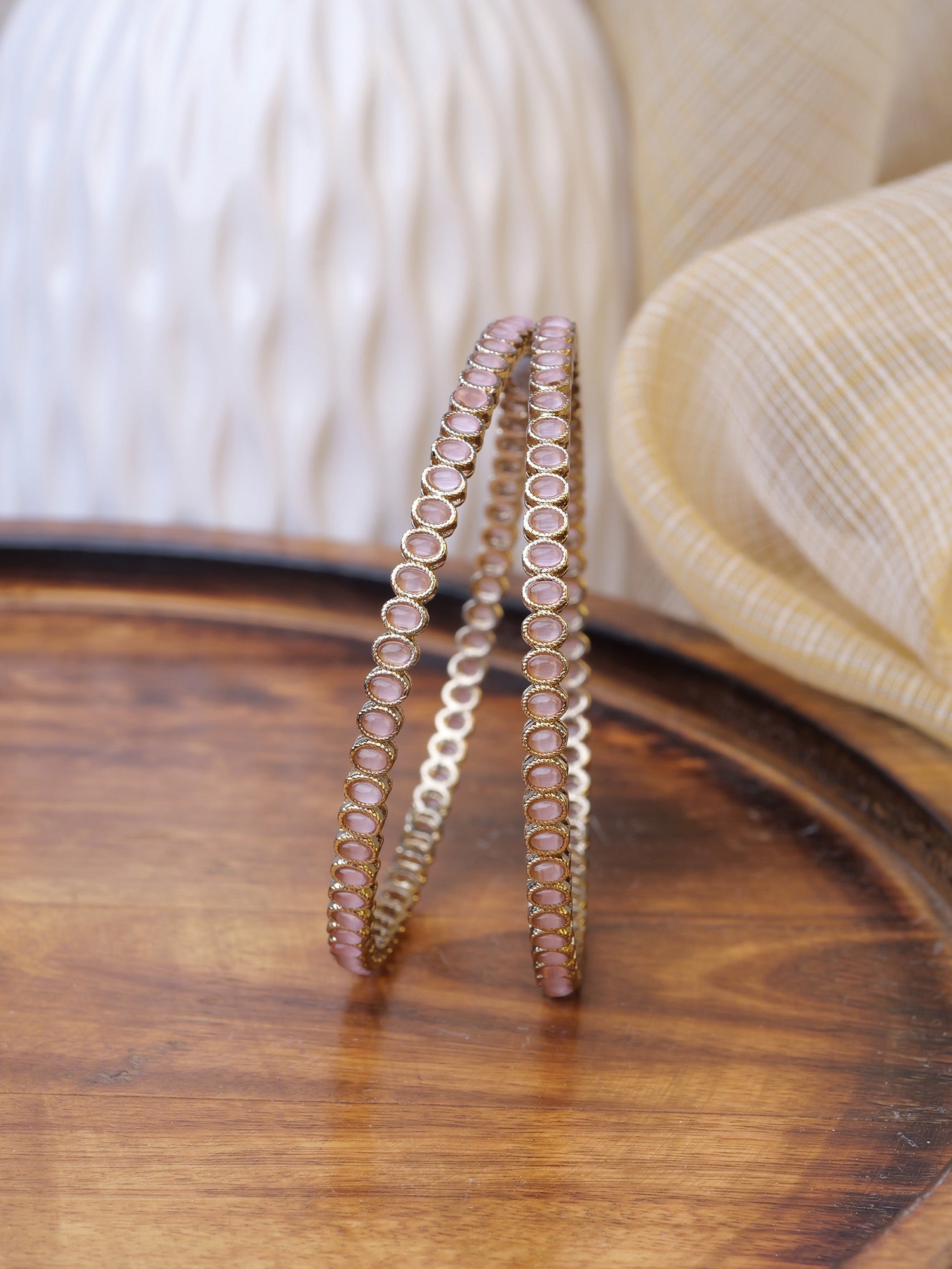 Kiara Antique Bangles in Light Pink