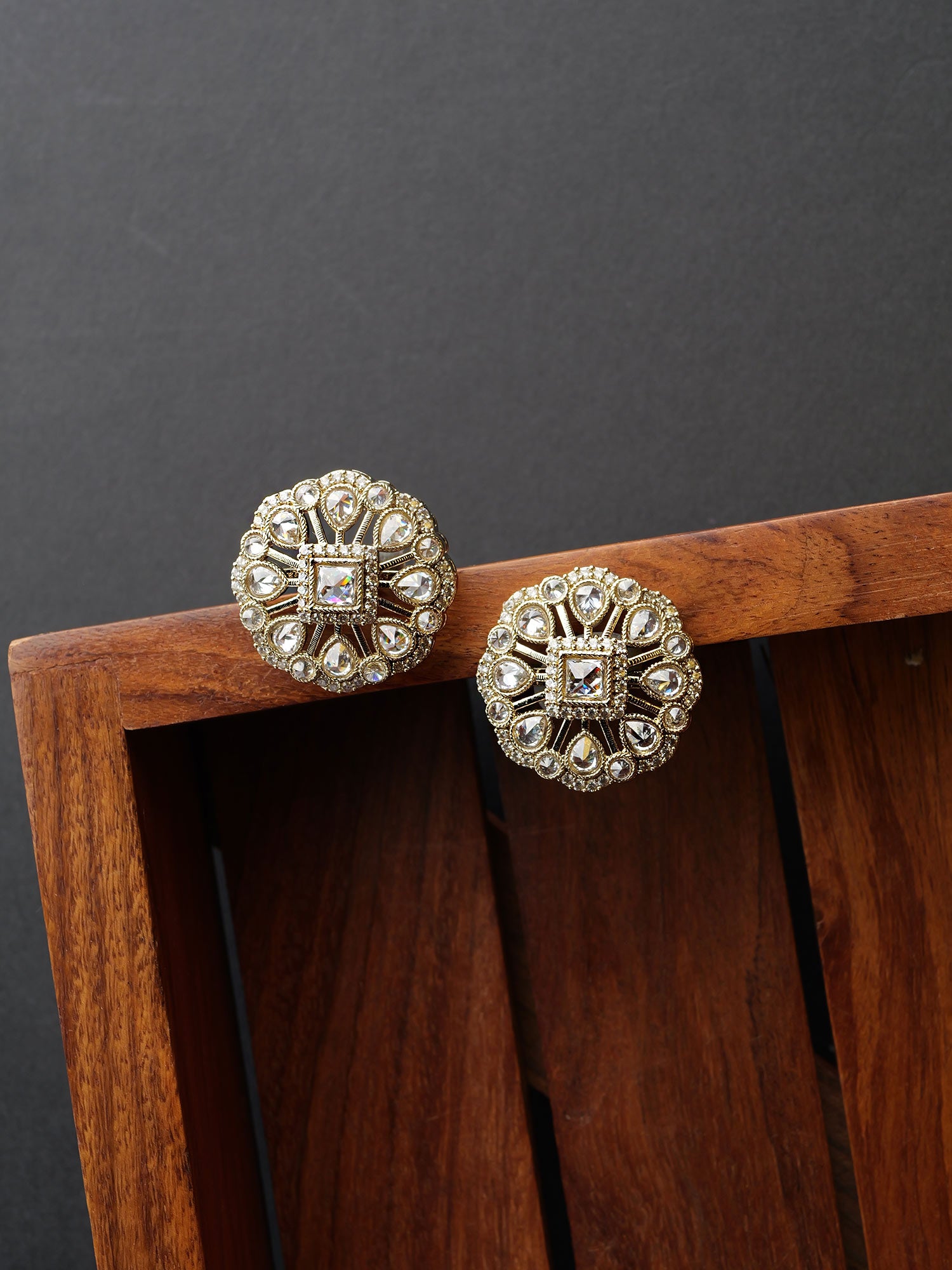 Kinjal Oversized Ear Studs in White