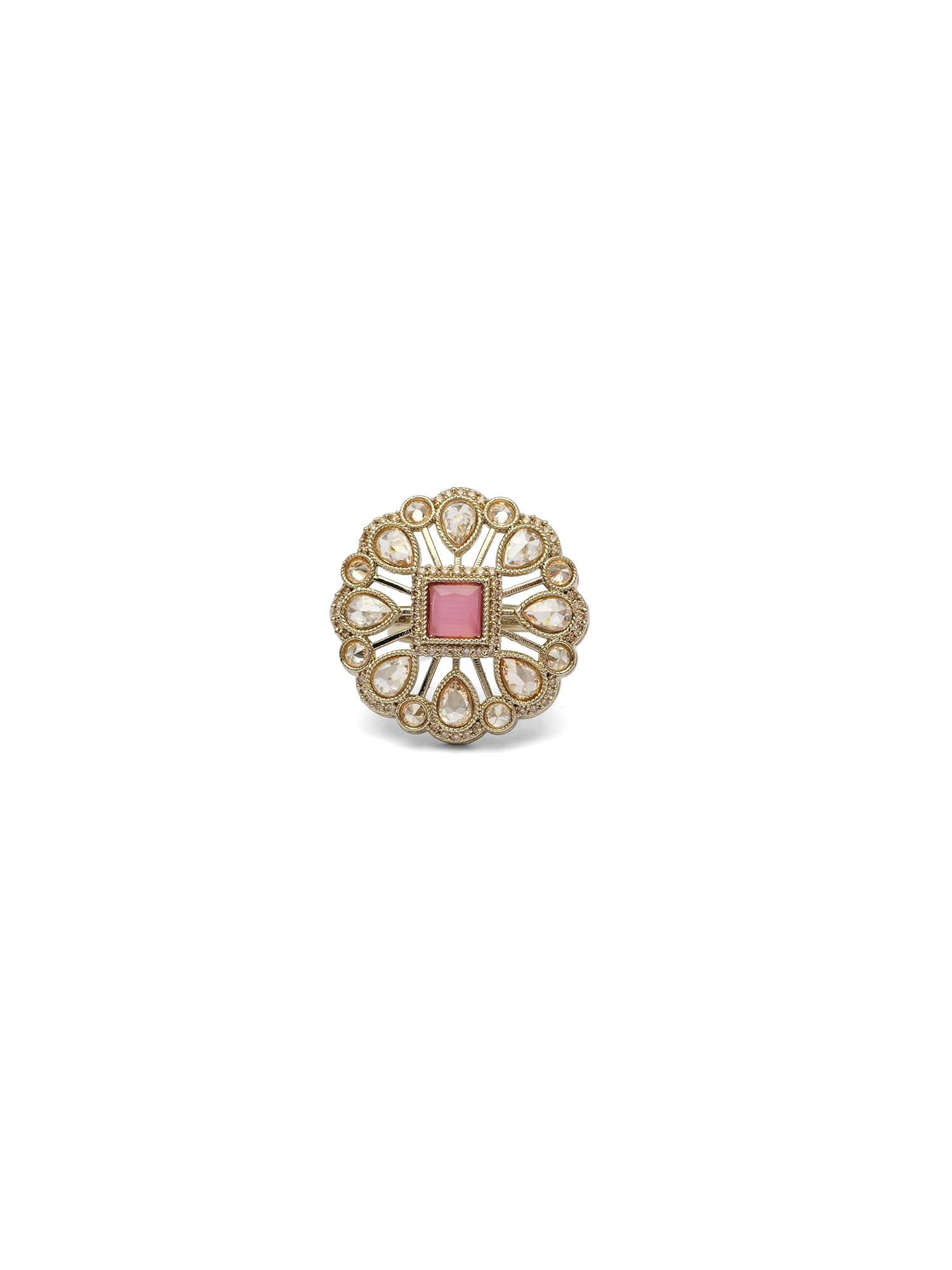 Kinjal Ring in Pink and Antique Gold 