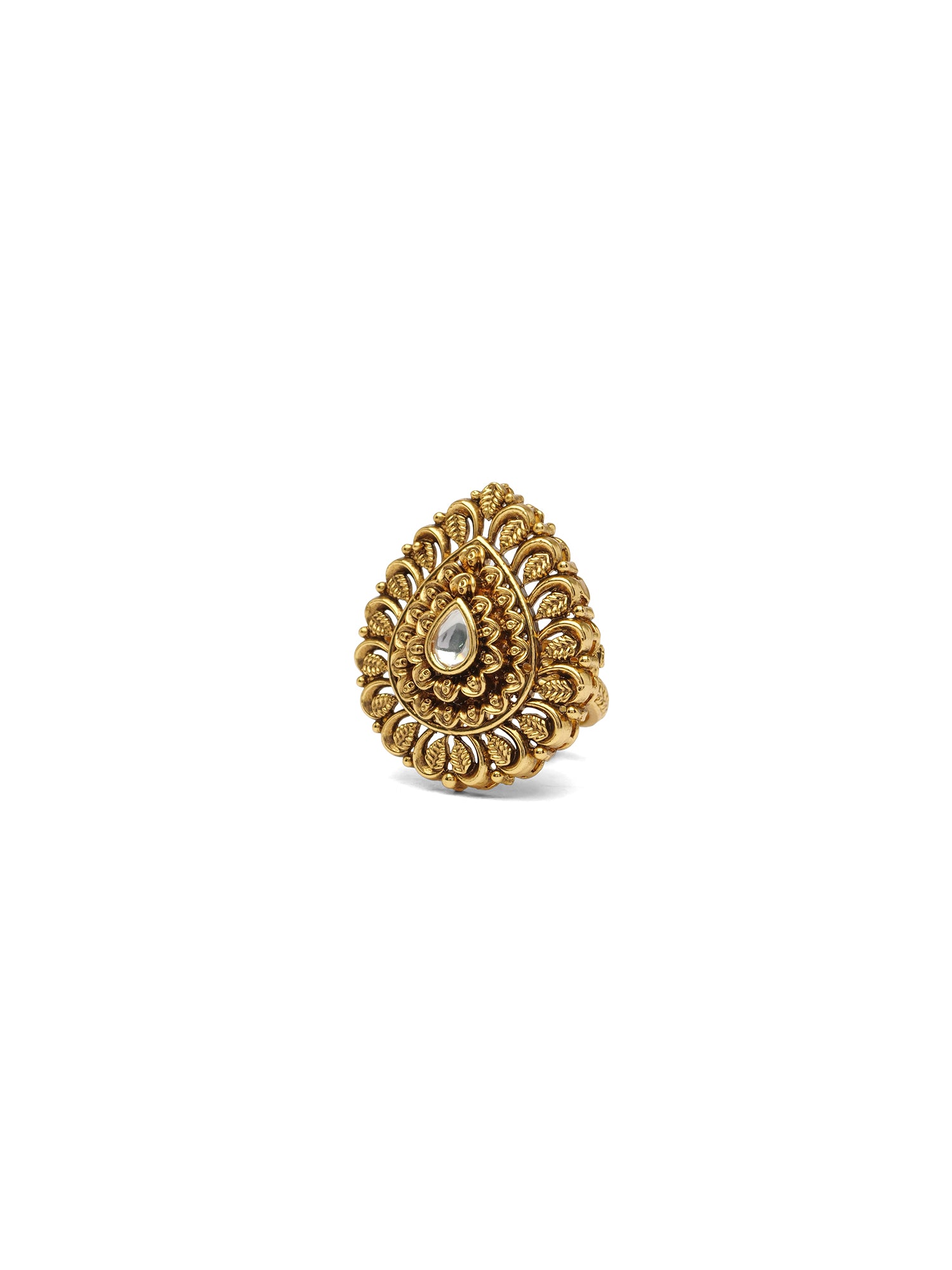 Kiran Kundan Ring in White