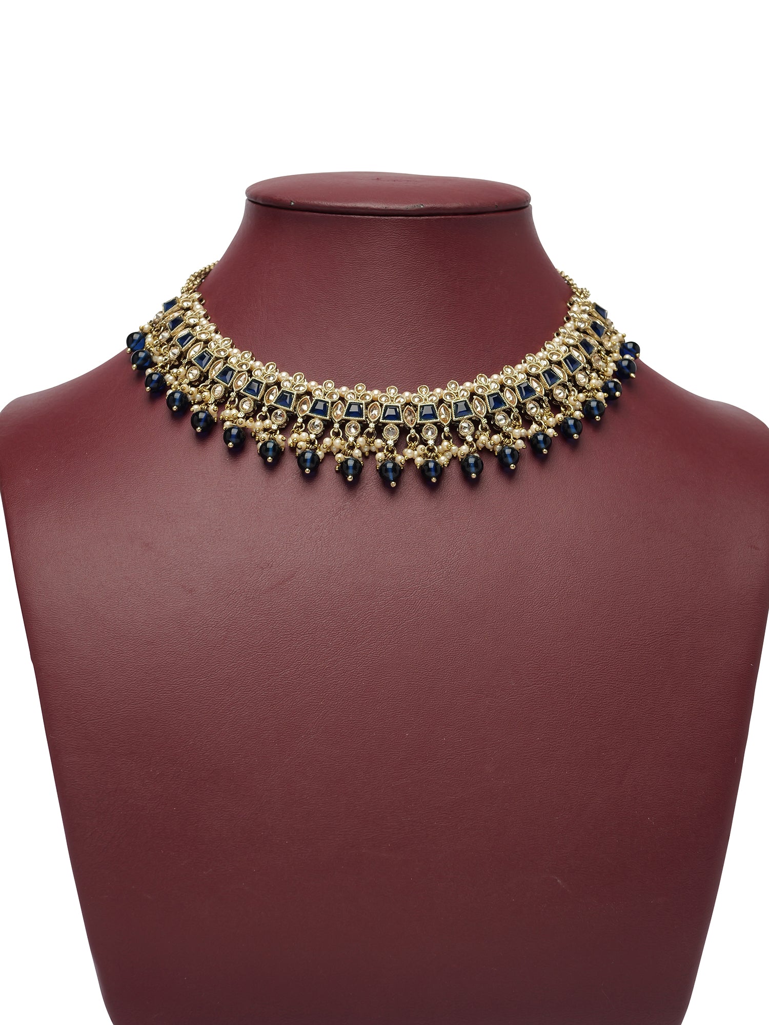 Kumari Pearl Necklace Set in Blue